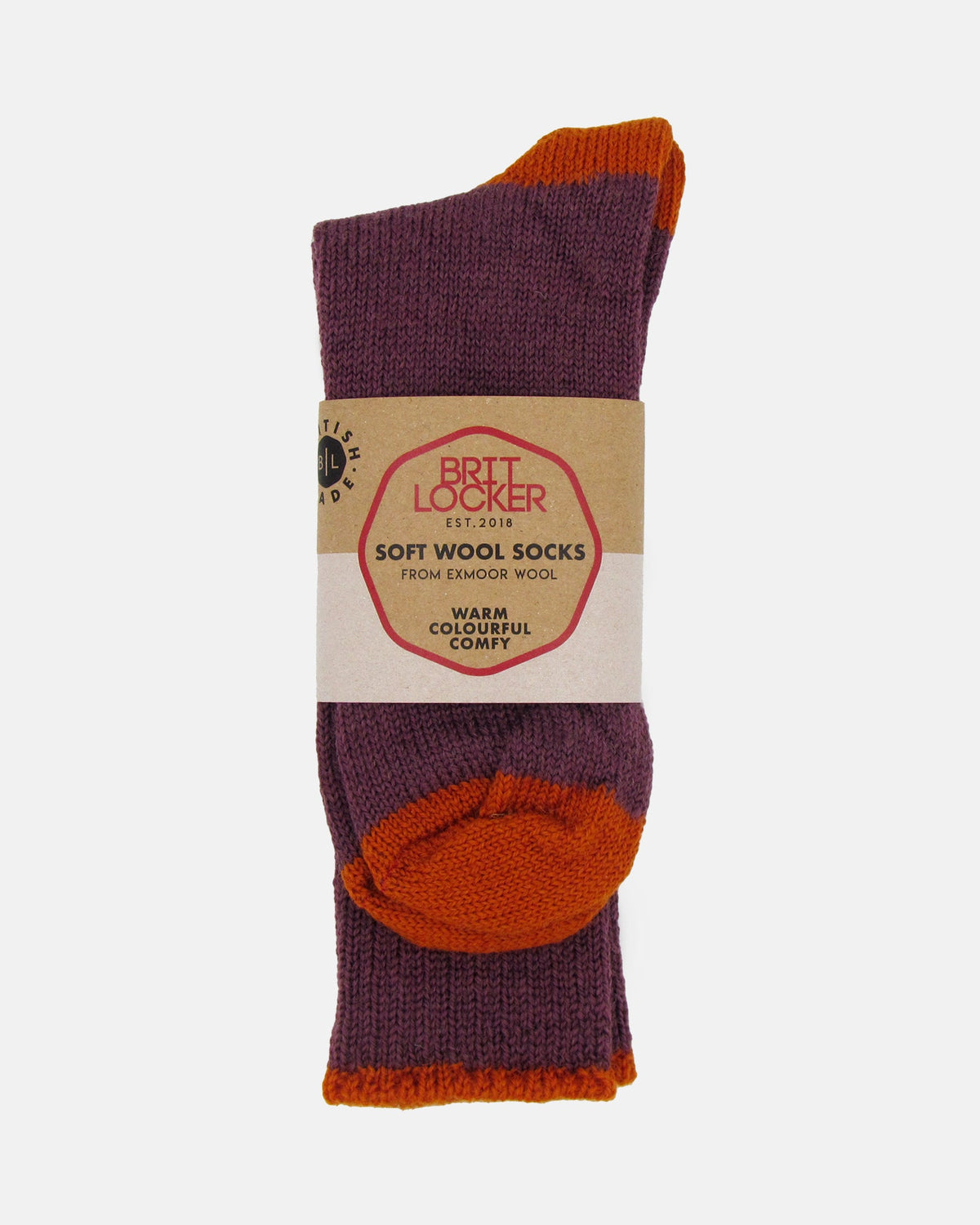 Soft Wool Socks - Aubergine/Orange - BRIT LOCKER