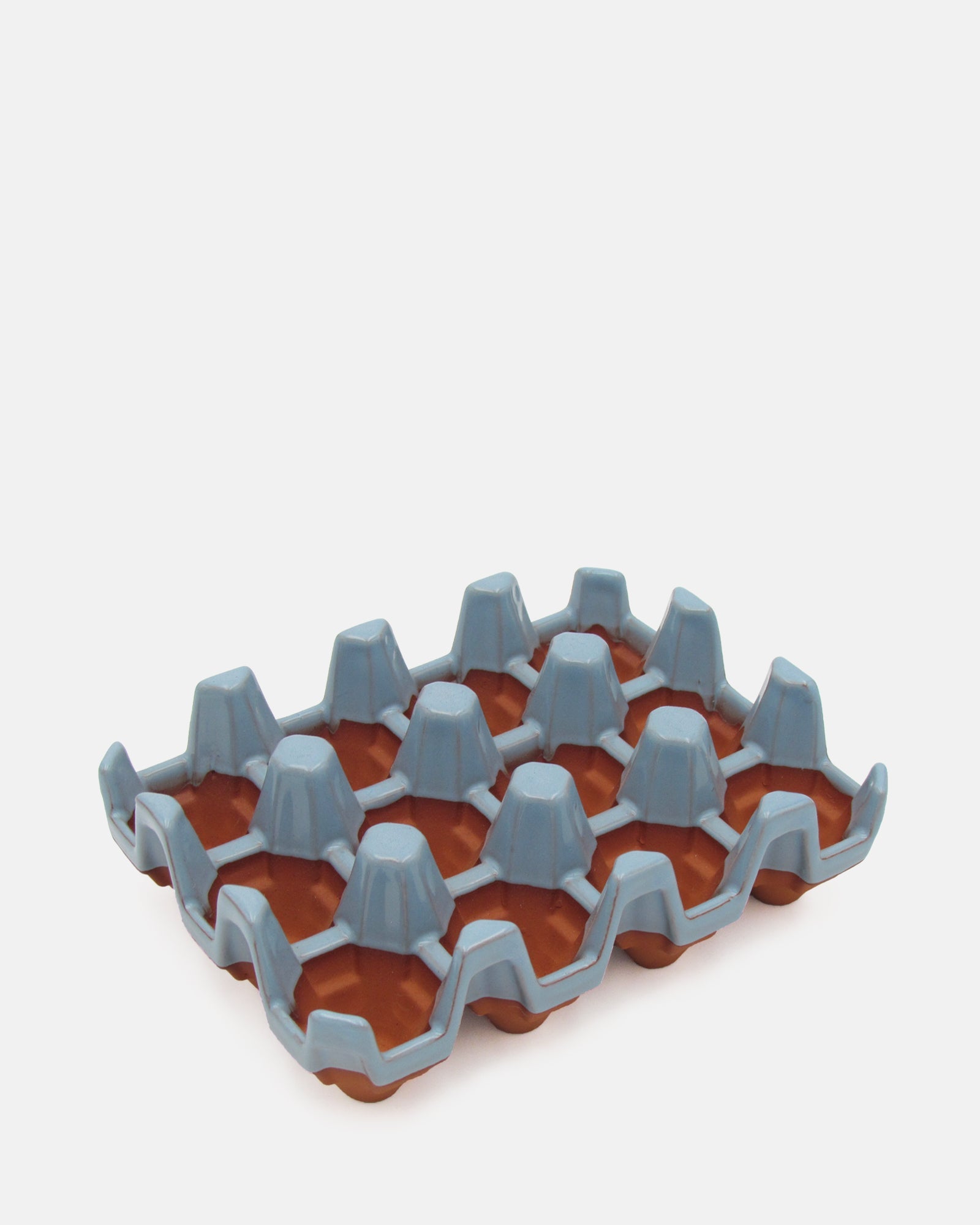 Terracotta 12 egg holder - Blue Glaze - BRIT LOCKER