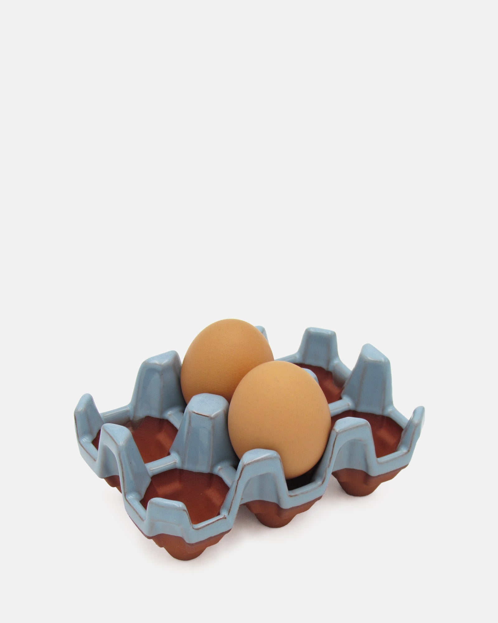 Terracotta 6 egg holder - Blue Glaze - BRIT LOCKER