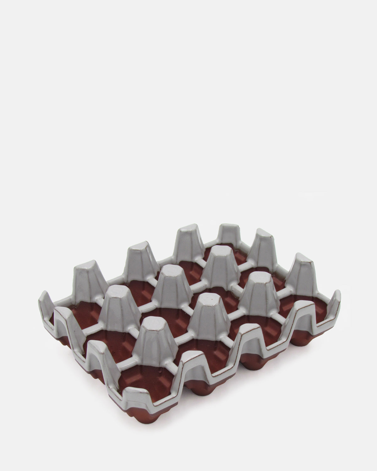 Terracotta 12 egg holder - Grey Glaze