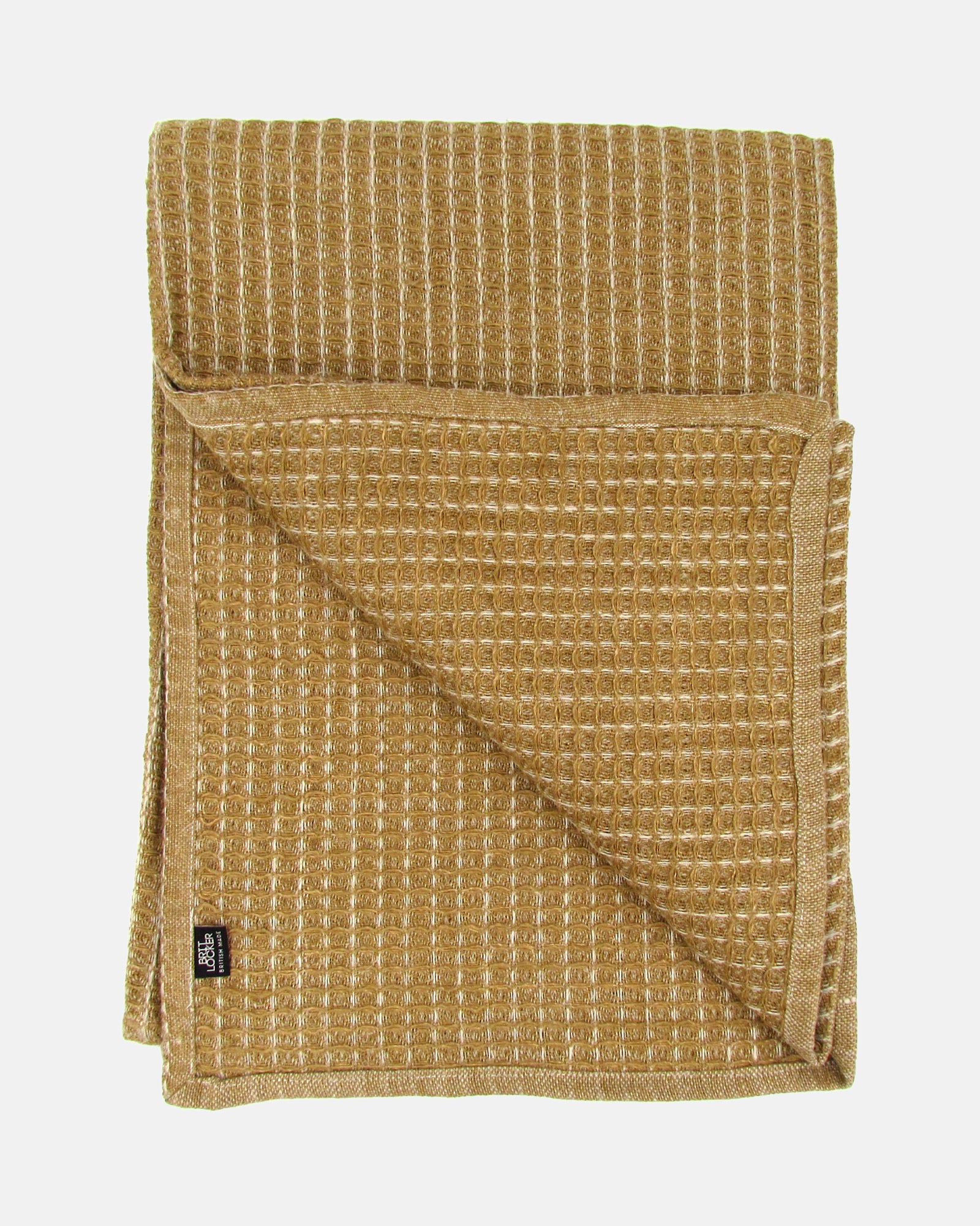 Linen Waffle Bath Towel - Gold String - BRIT LOCKER