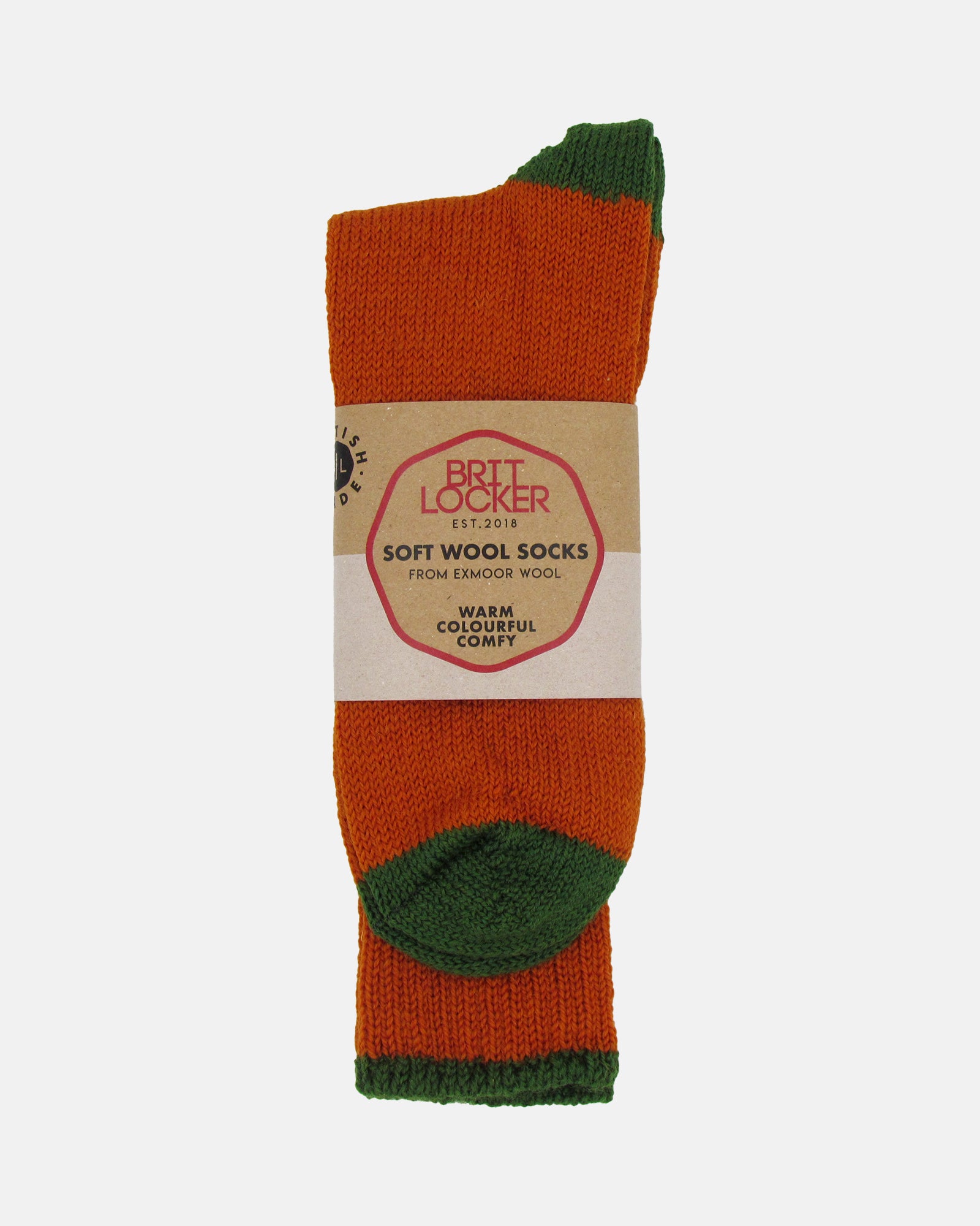 Soft Wool Socks - Orange/Ivy - BRIT LOCKER