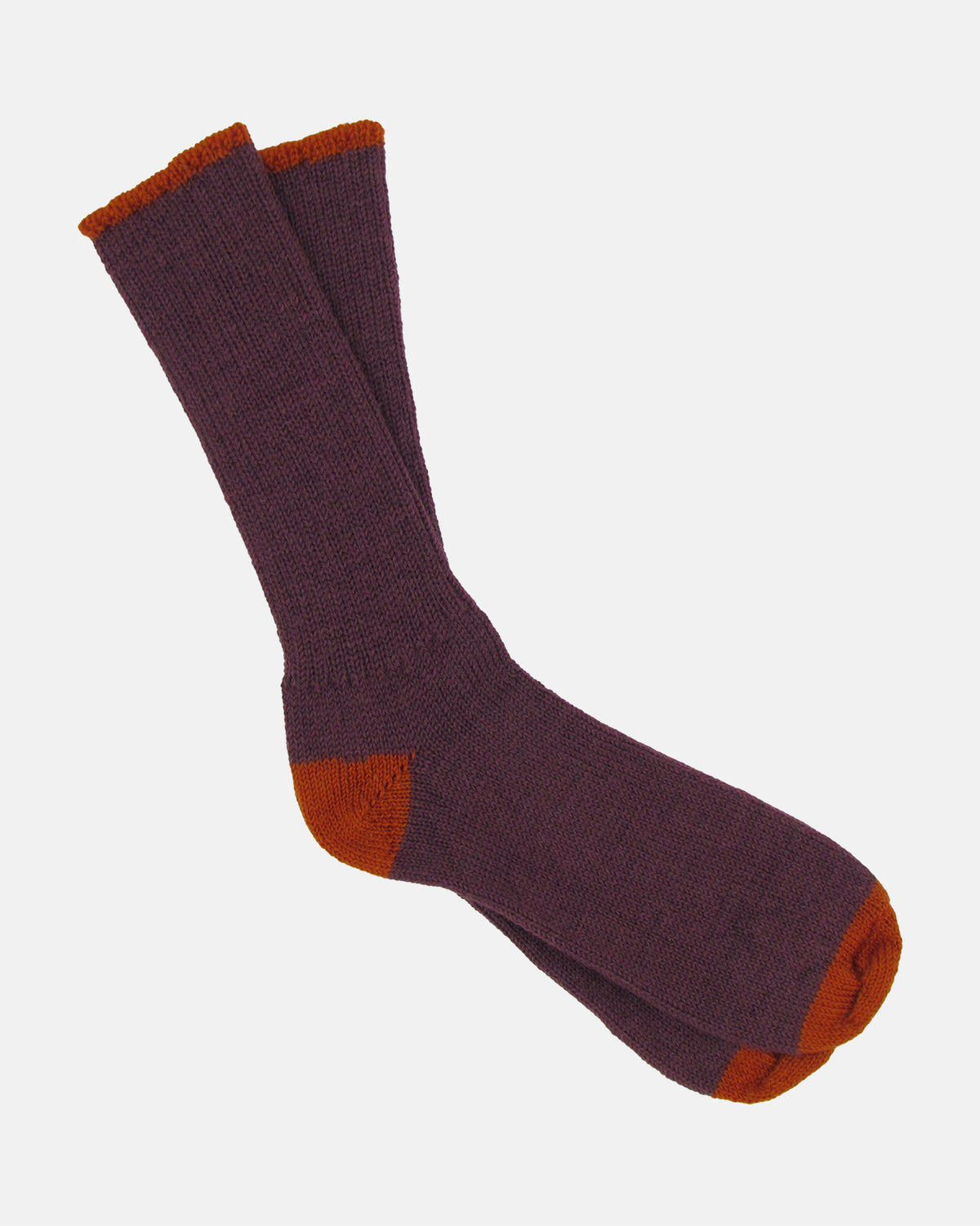 Soft Wool Socks - Aubergine/Orange