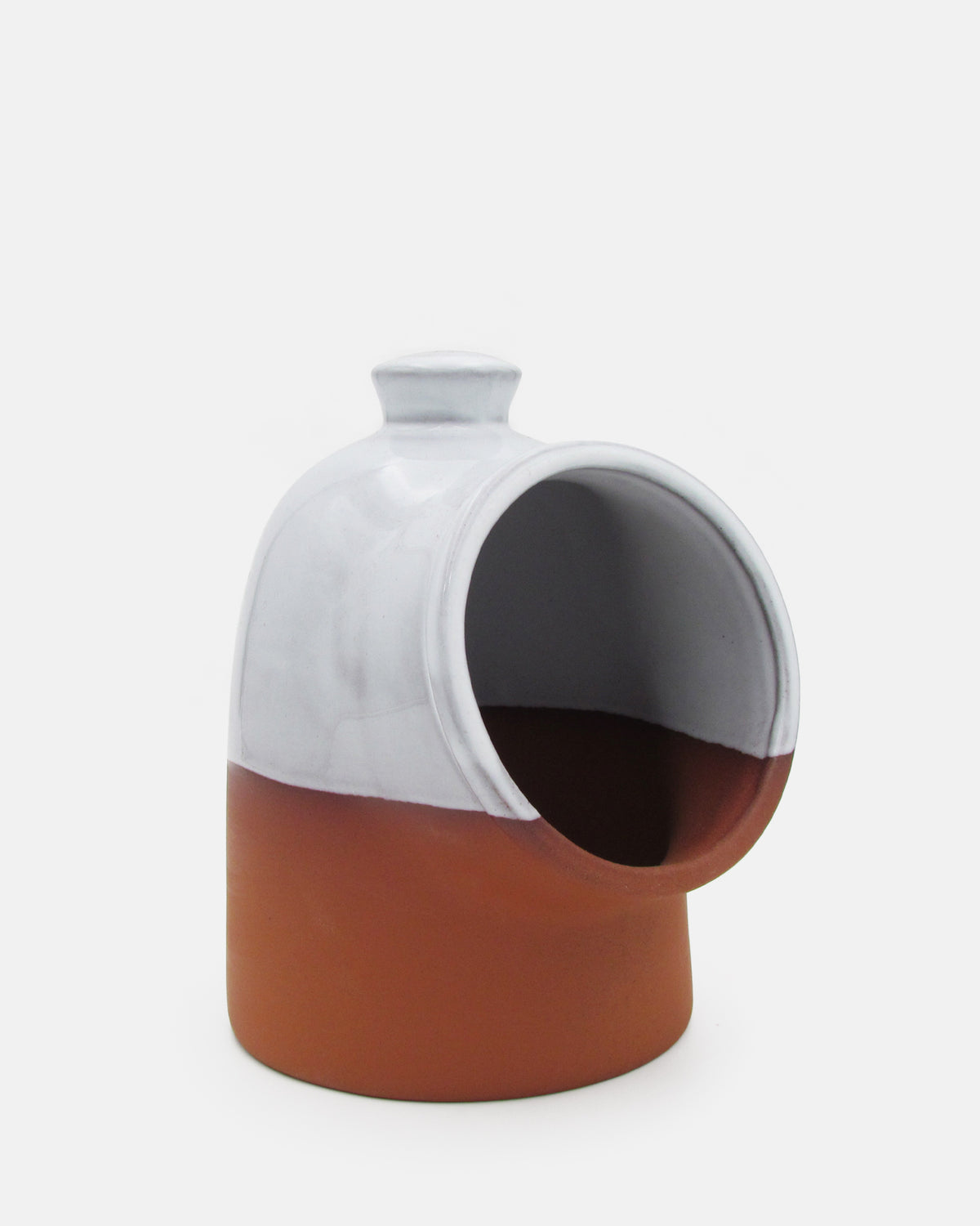 Terracotta Salt Pig - White Glaze