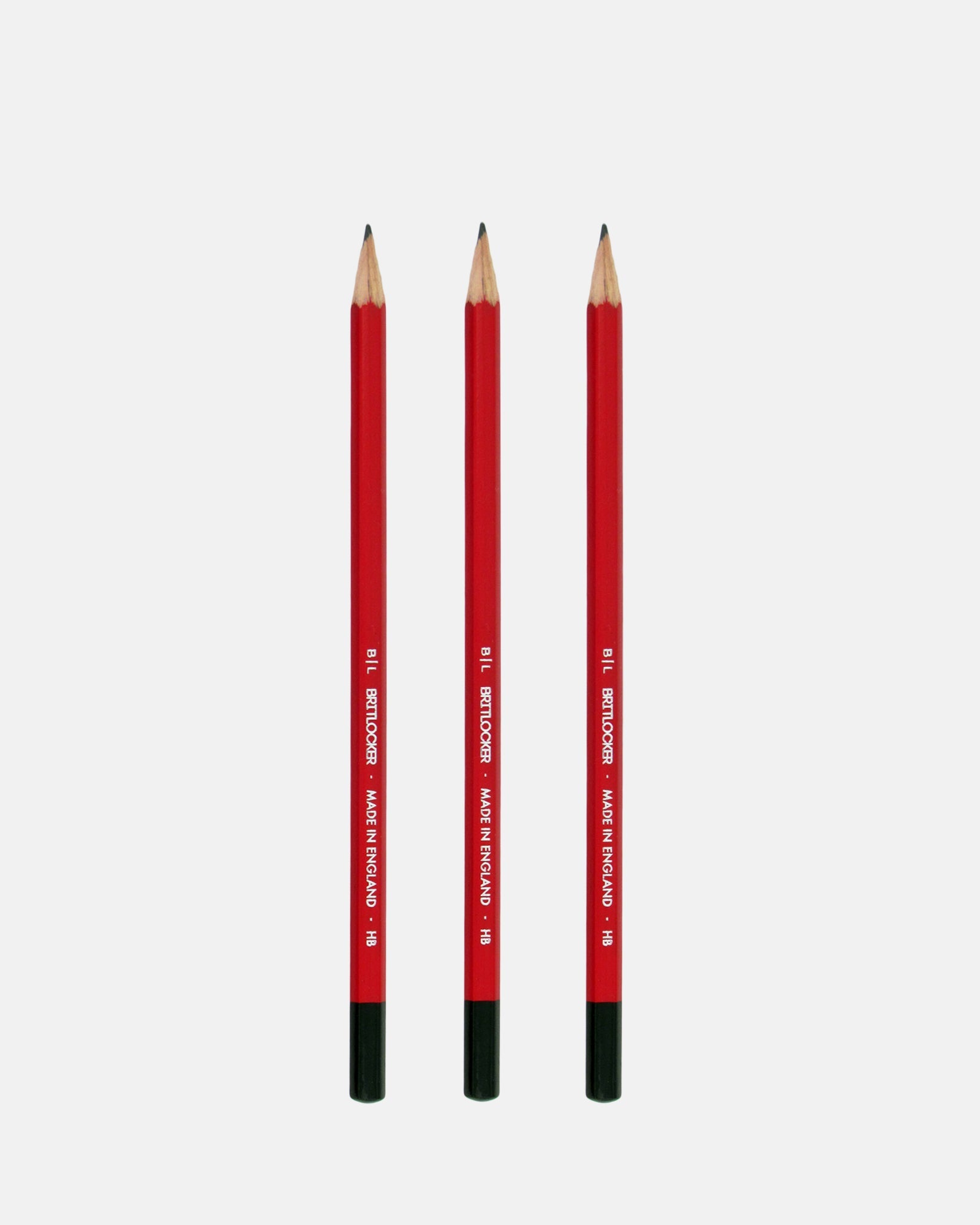 3 HB Pencils - Red Dipped Black - BRIT LOCKER