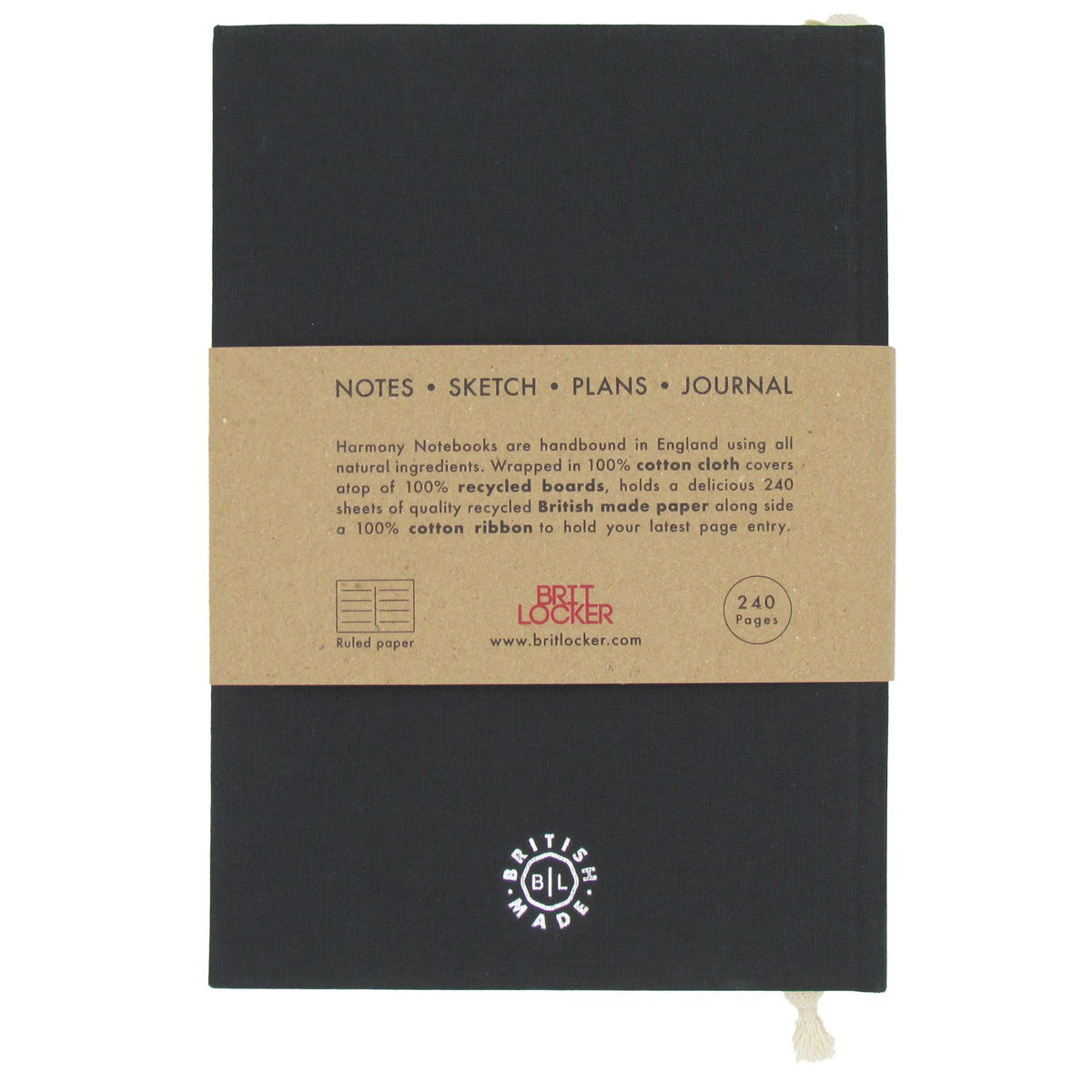 Harmony Eco-Friendly Notebook - Black - British Made - BRIT LOCKER