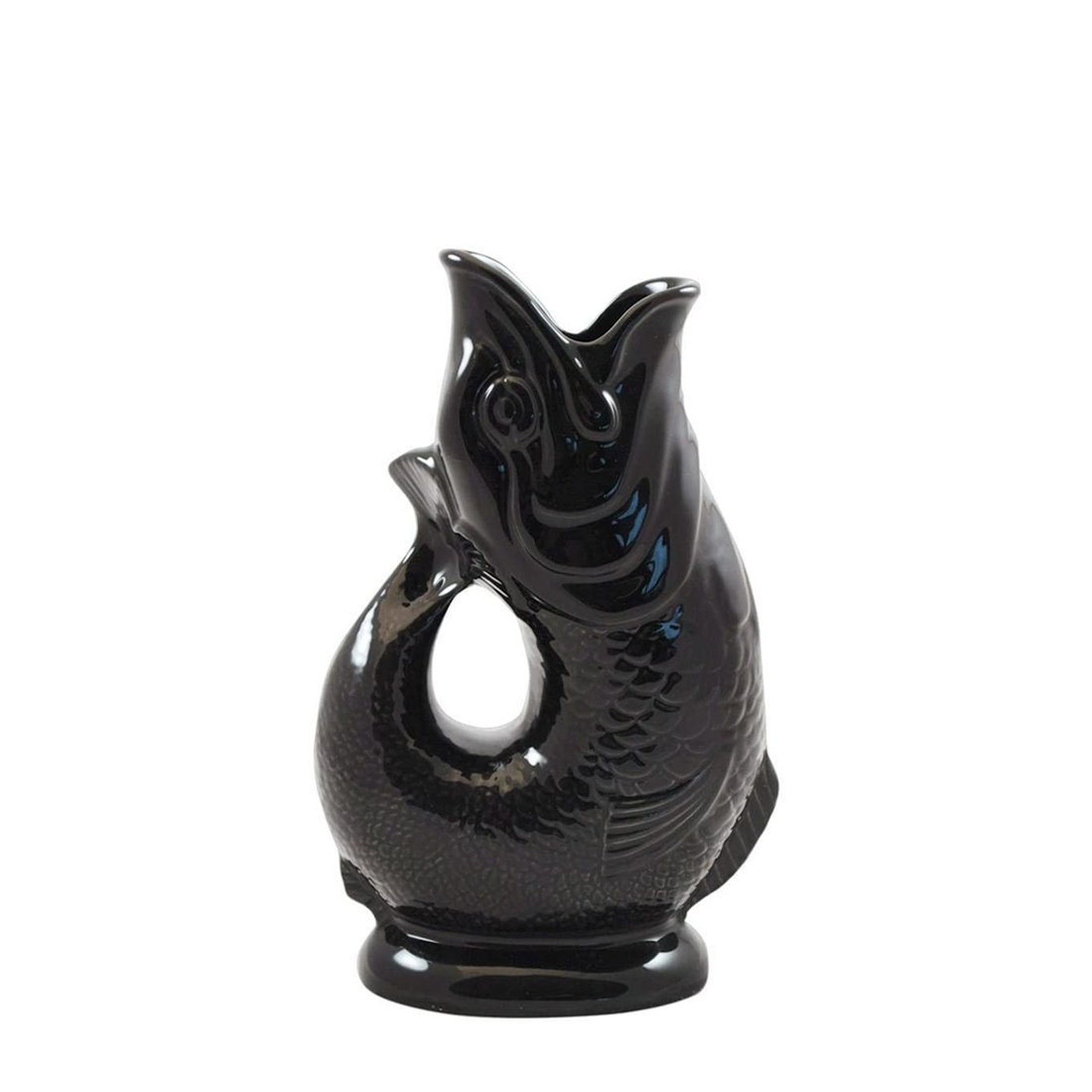 Black Ceramic Gluggle Jug - Large 700ml -Made in England - BRIT LOCKER