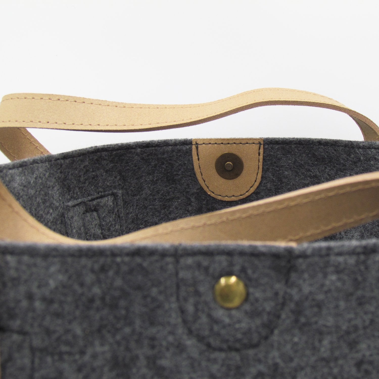 Felt Storage Basket with Leather Handles - Dark Grey - Made in Britain - BRIT LOCKER