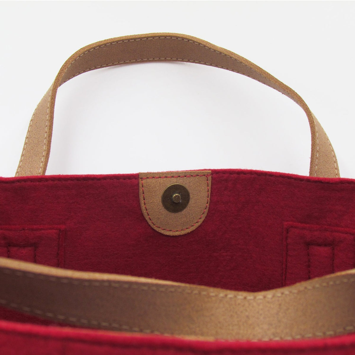 Felt Storage Basket with Leather Handles - Red - British Made - BRIT LOCKER