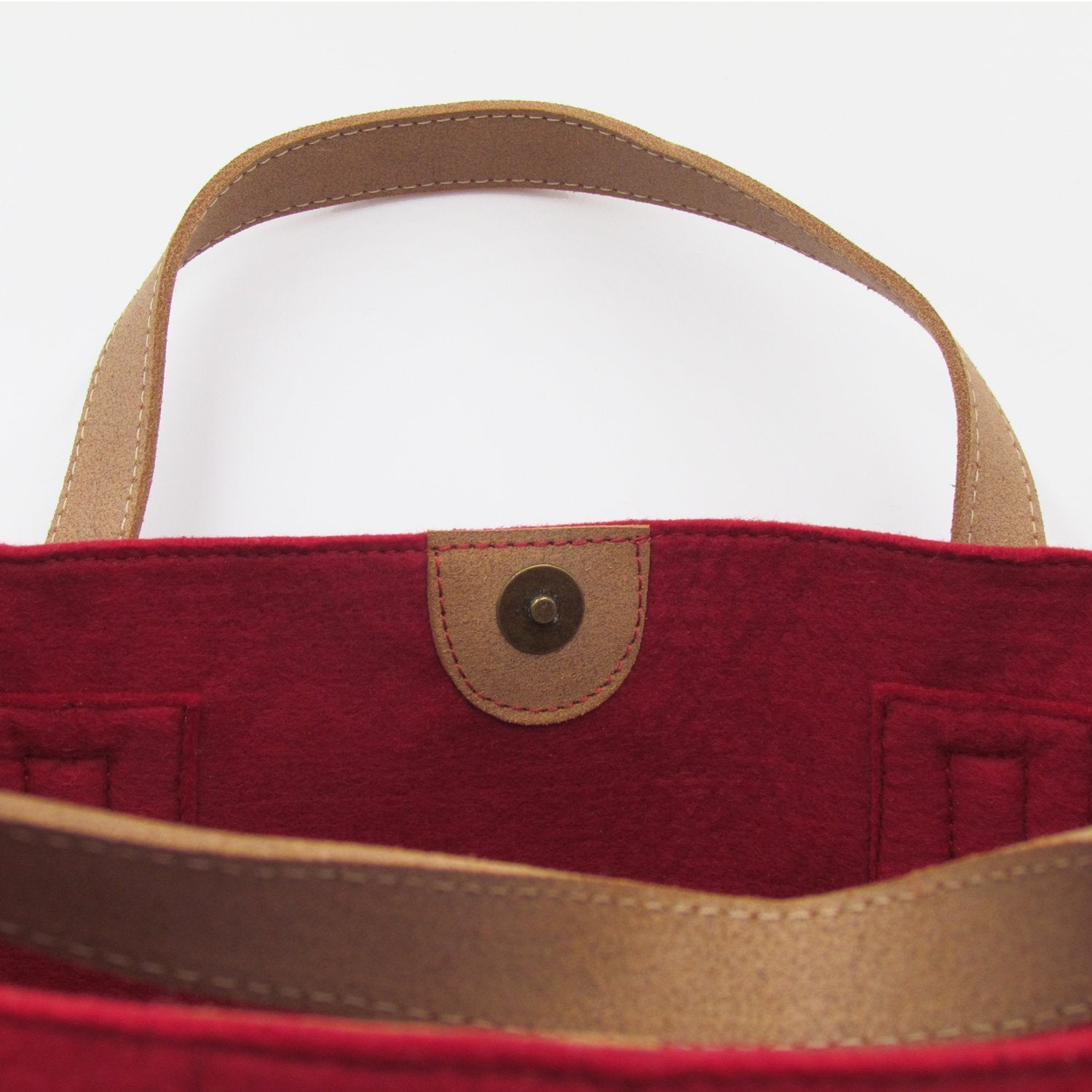 Felt Storage Basket with Leather Handles - Red - Made in Britain - BRIT LOCKER