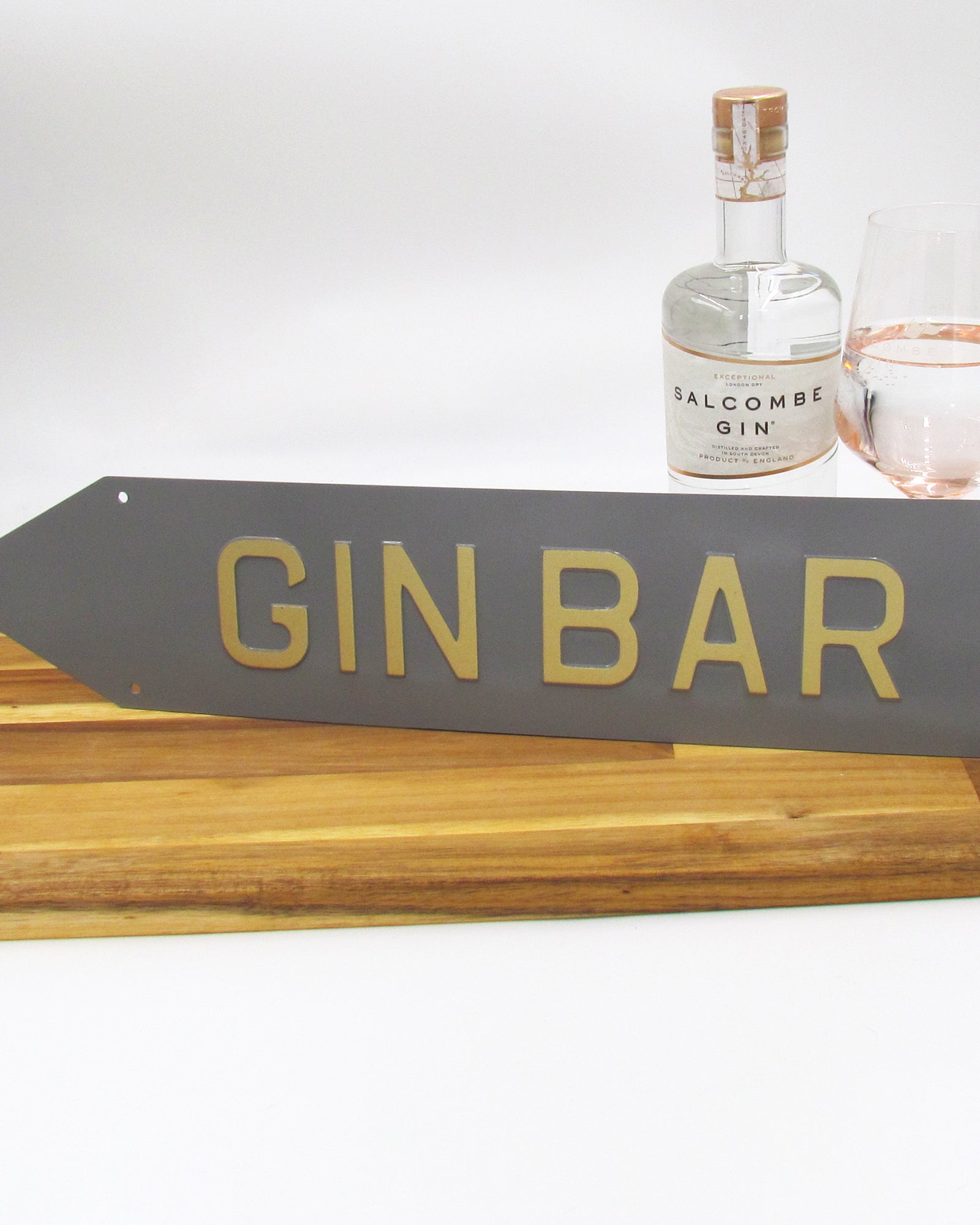 Gin Bar Arrow Enamel Sign - Grey - BRIT LOCKER