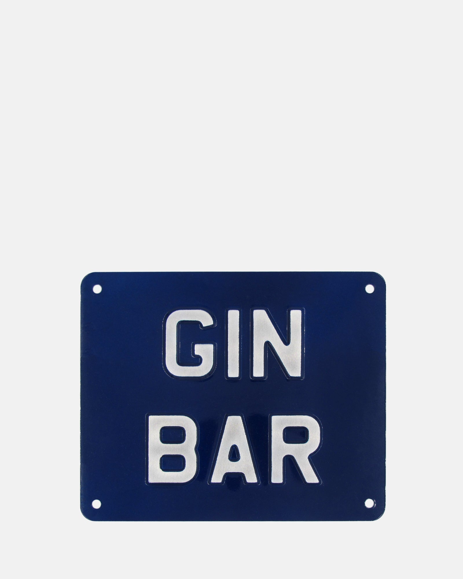 Gin Bar Enamel Sign - Blue - BRIT LOCKER