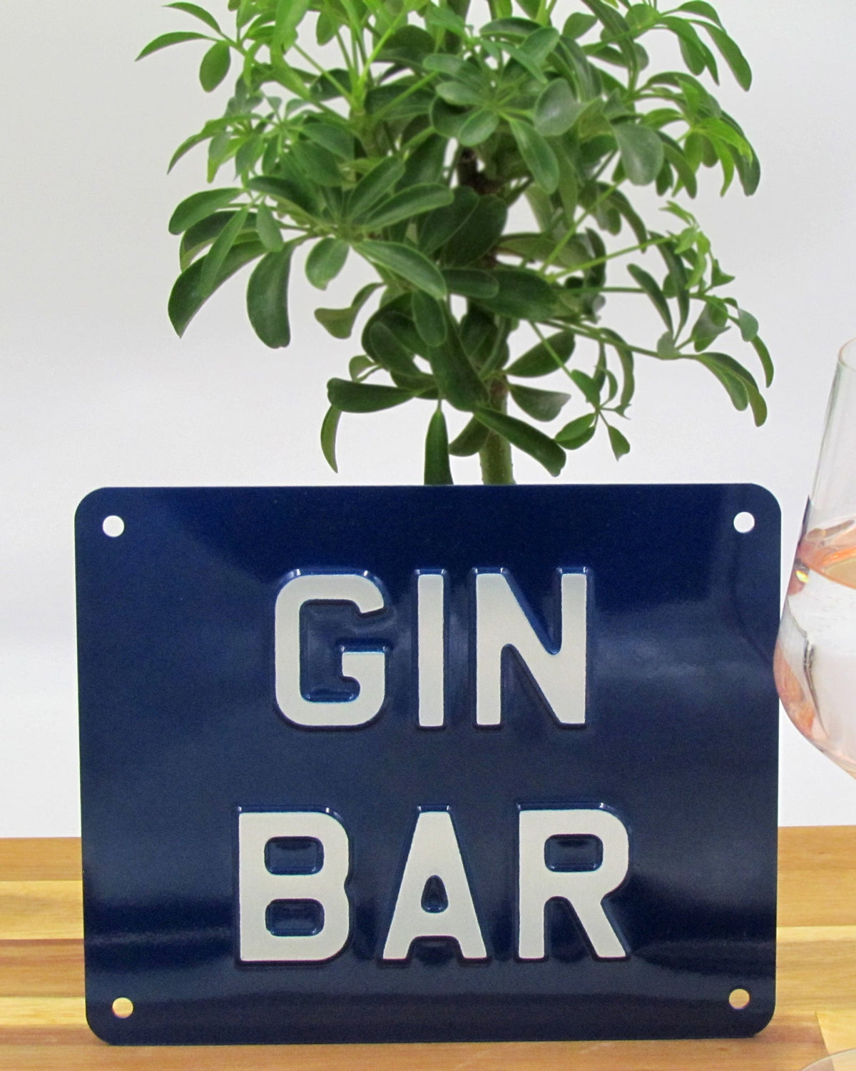 Gin Bar Enamel Sign - Blue - BRIT LOCKER
