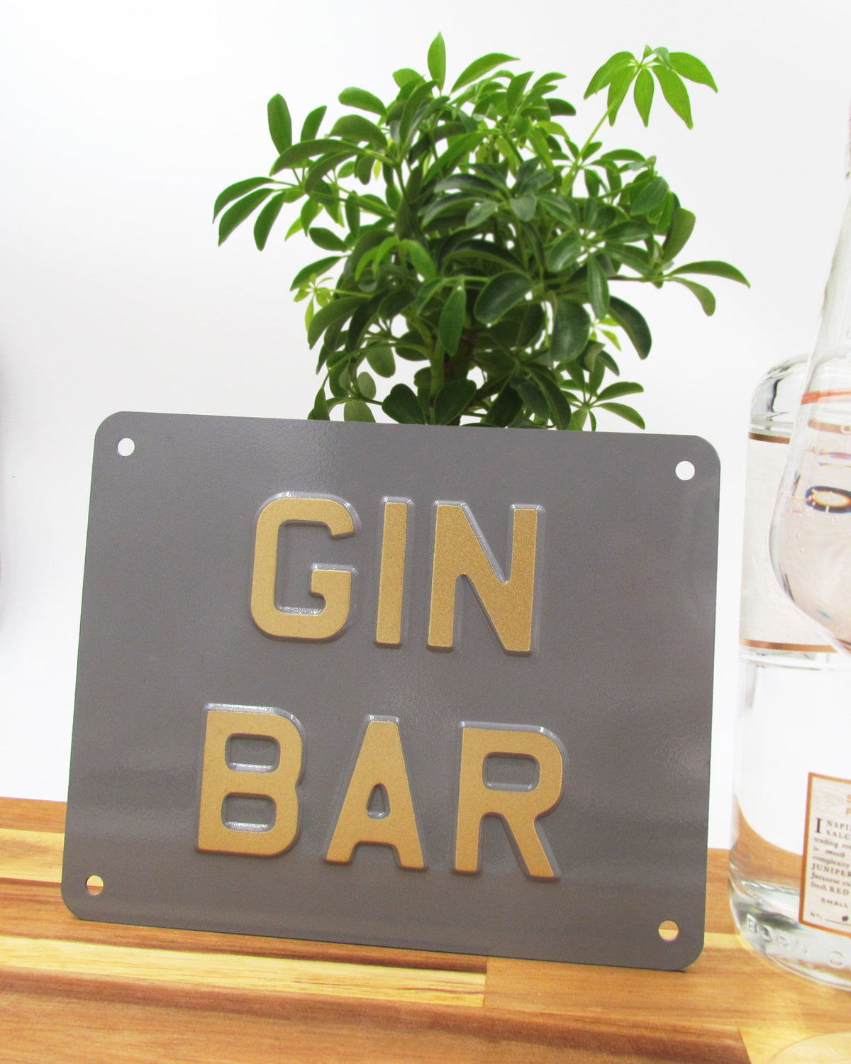 Gin Bar Enamel Sign - Grey - BRIT LOCKER