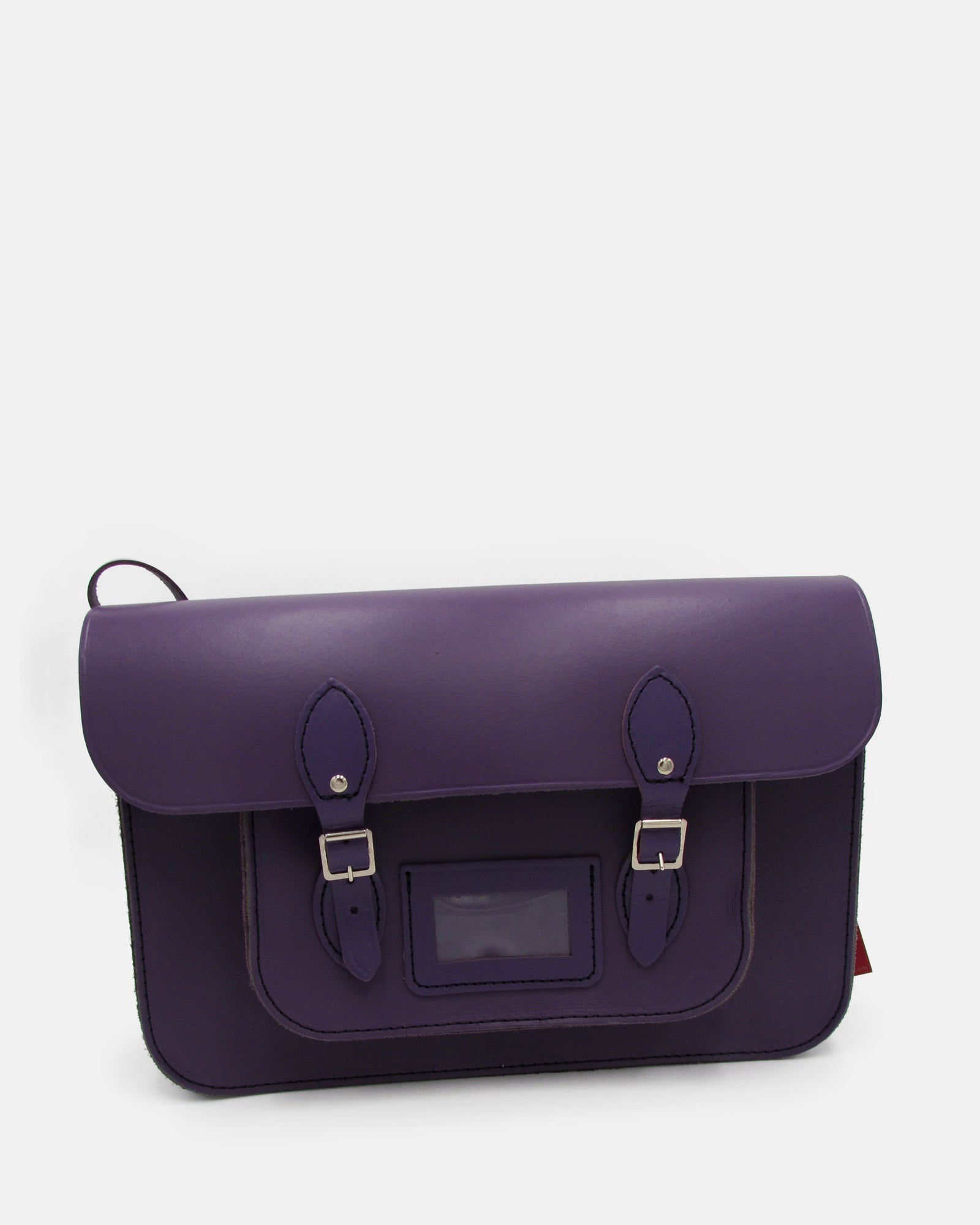 Handmade Recycled Leather Satchel - Purple - BRIT LOCKER