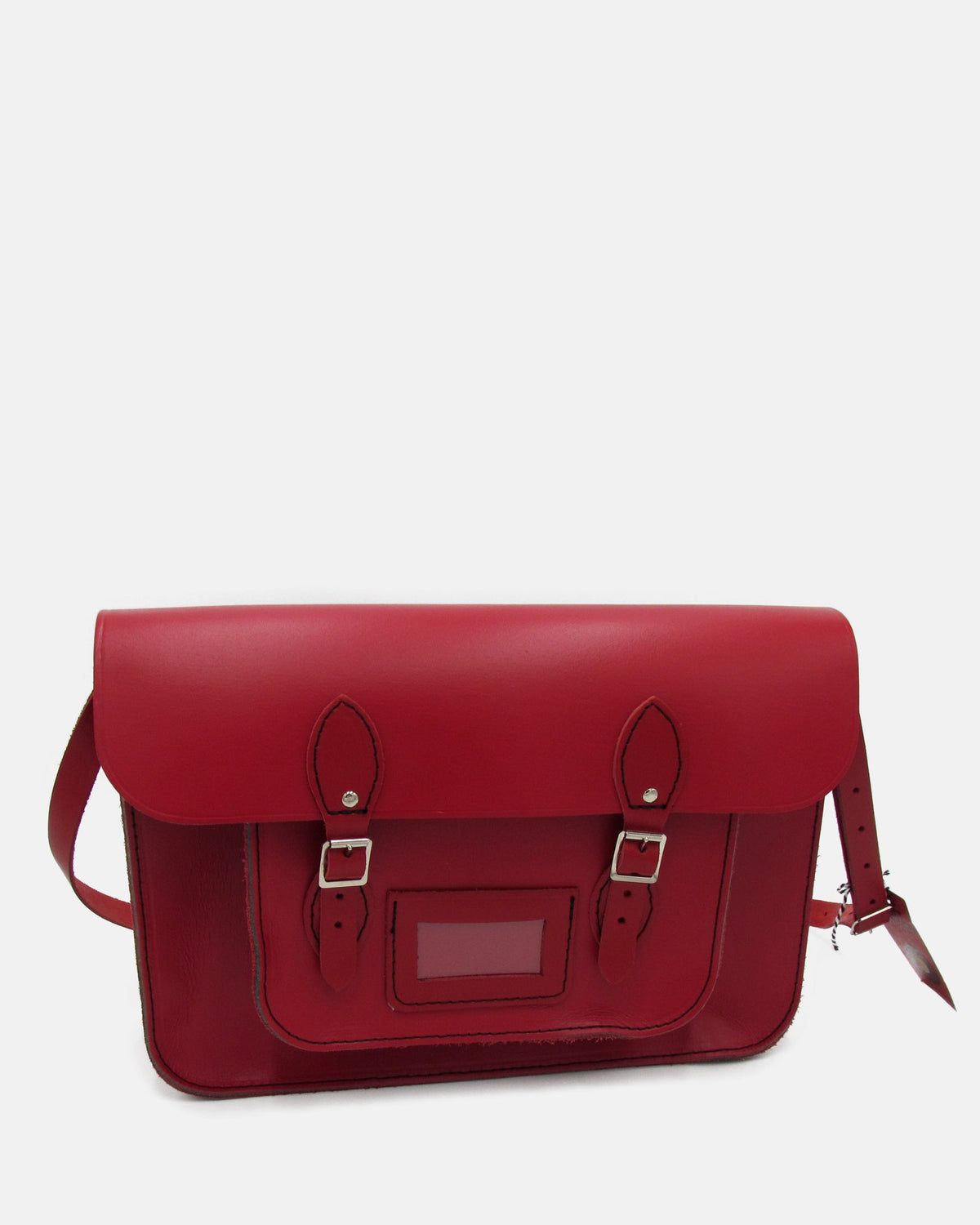 Handmade Recycled Leather Satchel - Red - BRIT LOCKER