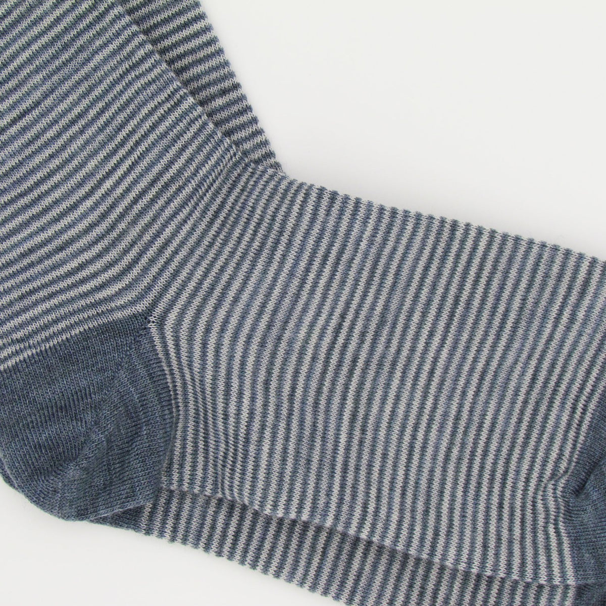 Pencil Stripe Wool Socks - Island Blue/Ecru
