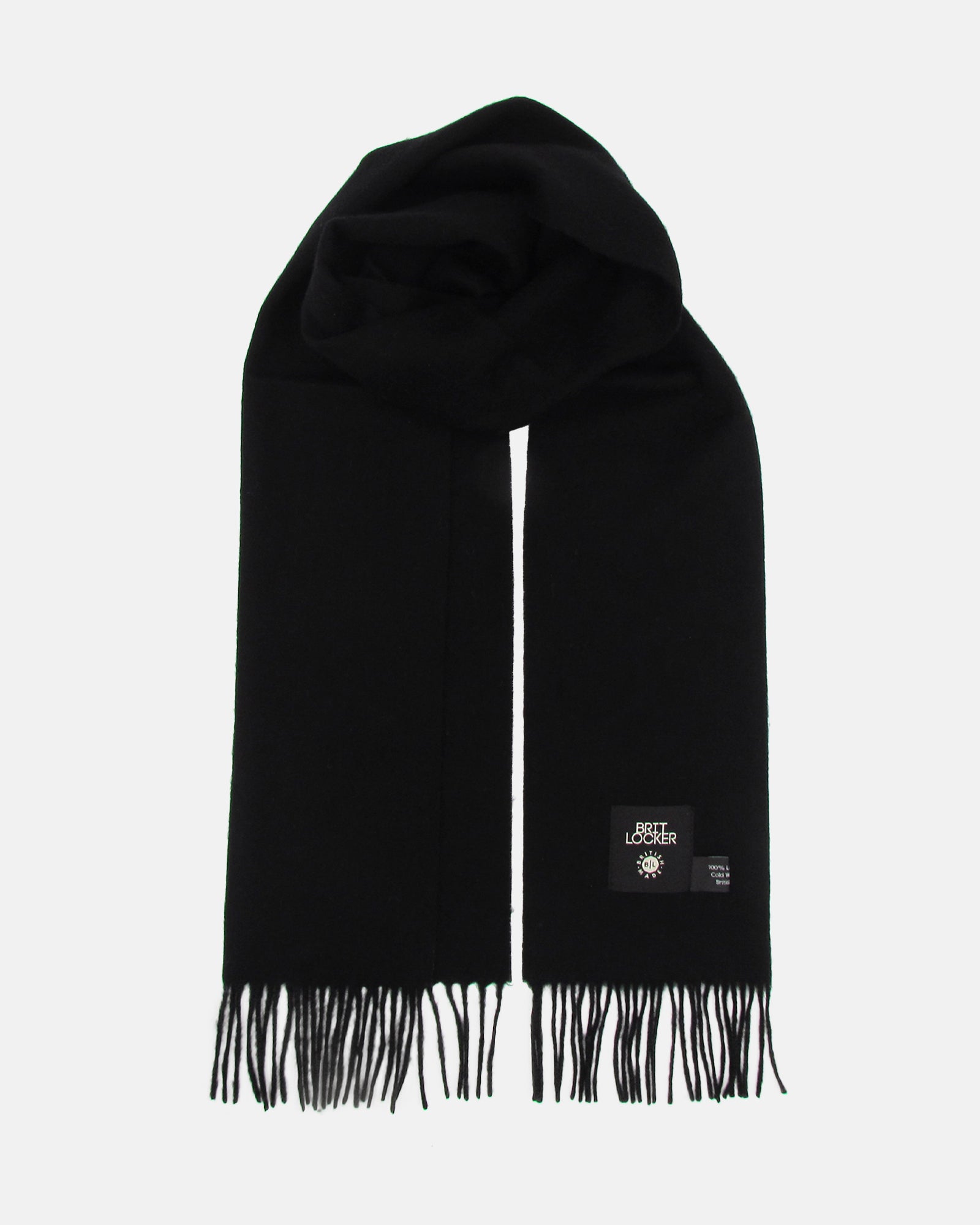 Lambswool Scarf - Black - BRIT LOCKER