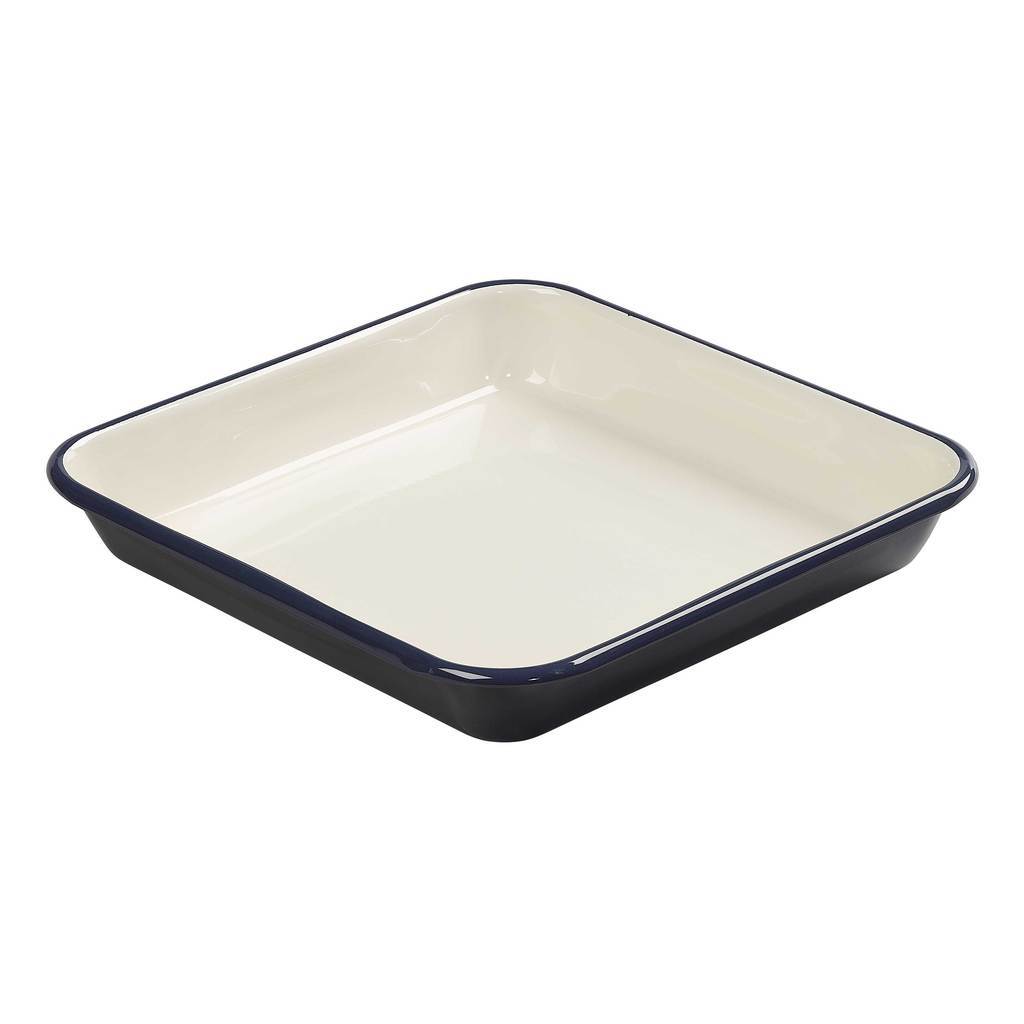 Large Square Enamelled Roaster Indigo &amp; Ivory
