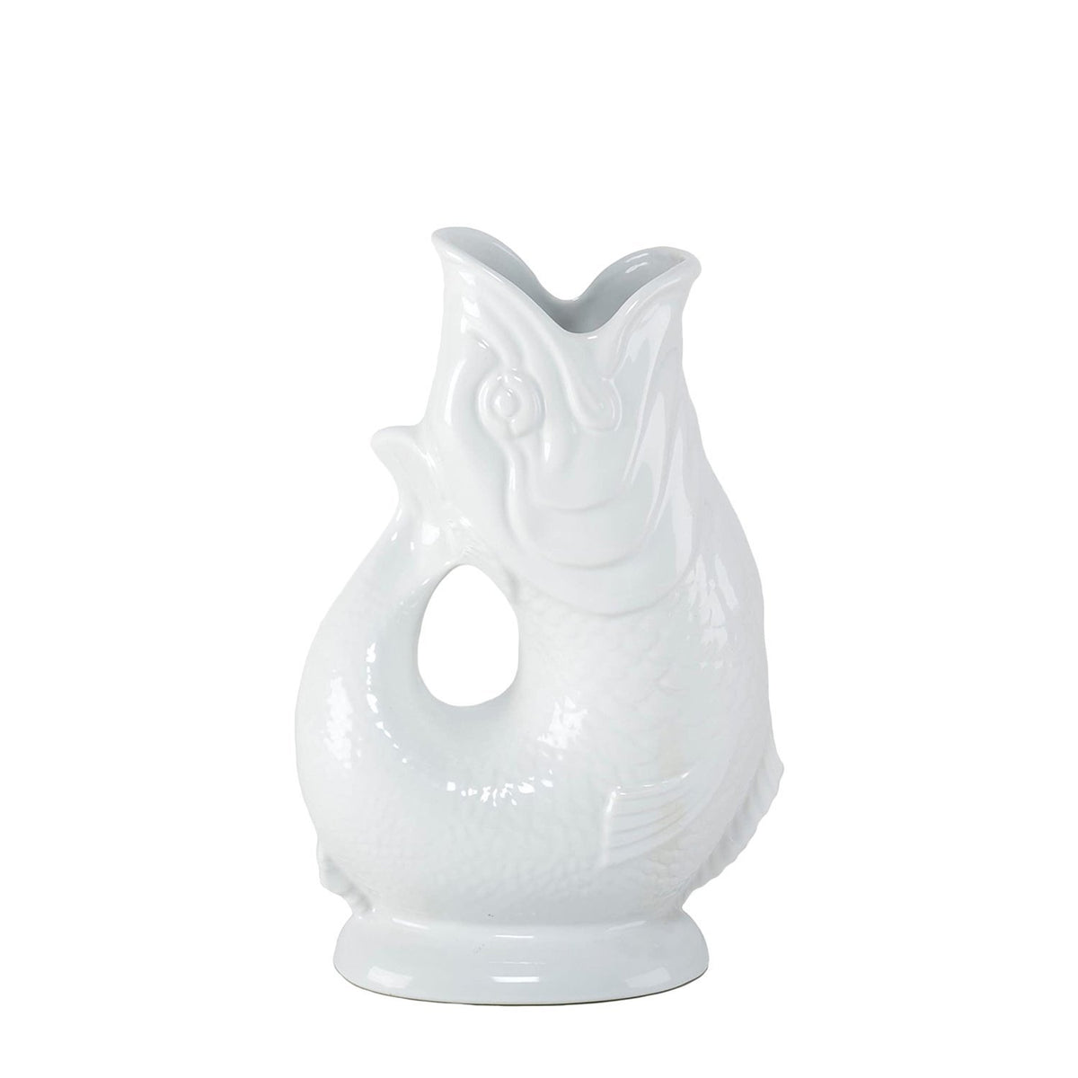 White Ceramic Gluggle Jug - Large 700ml