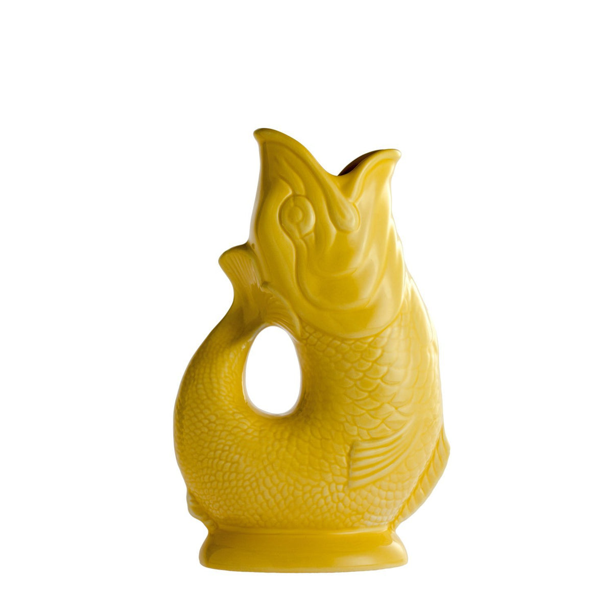 Yellow Ceramic Gluggle Jug - Large 700ml - Made in Britain - BRIT LOCKER