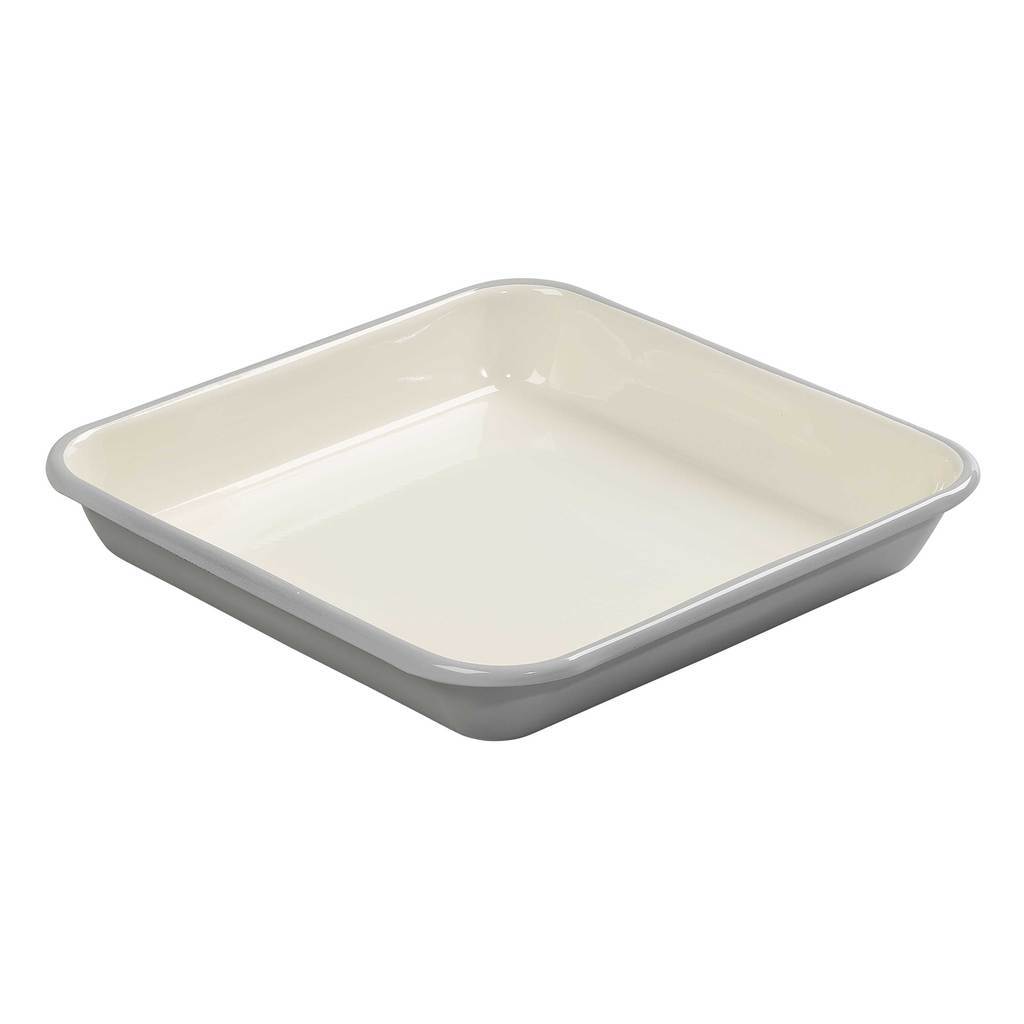 Large Square Enamelled Roaster Cool Grey &amp; Ivory