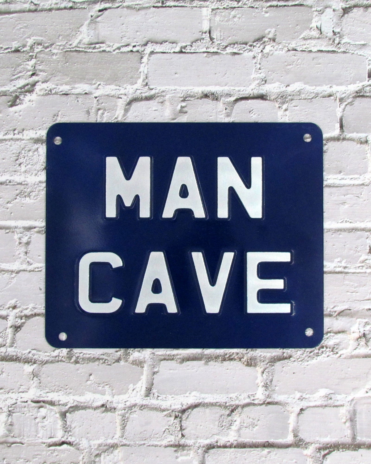 Man Cave Enamel Sign - Navy Blue - BRIT LOCKER
