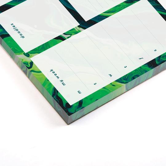 Green Marble Deskpad Week Planner