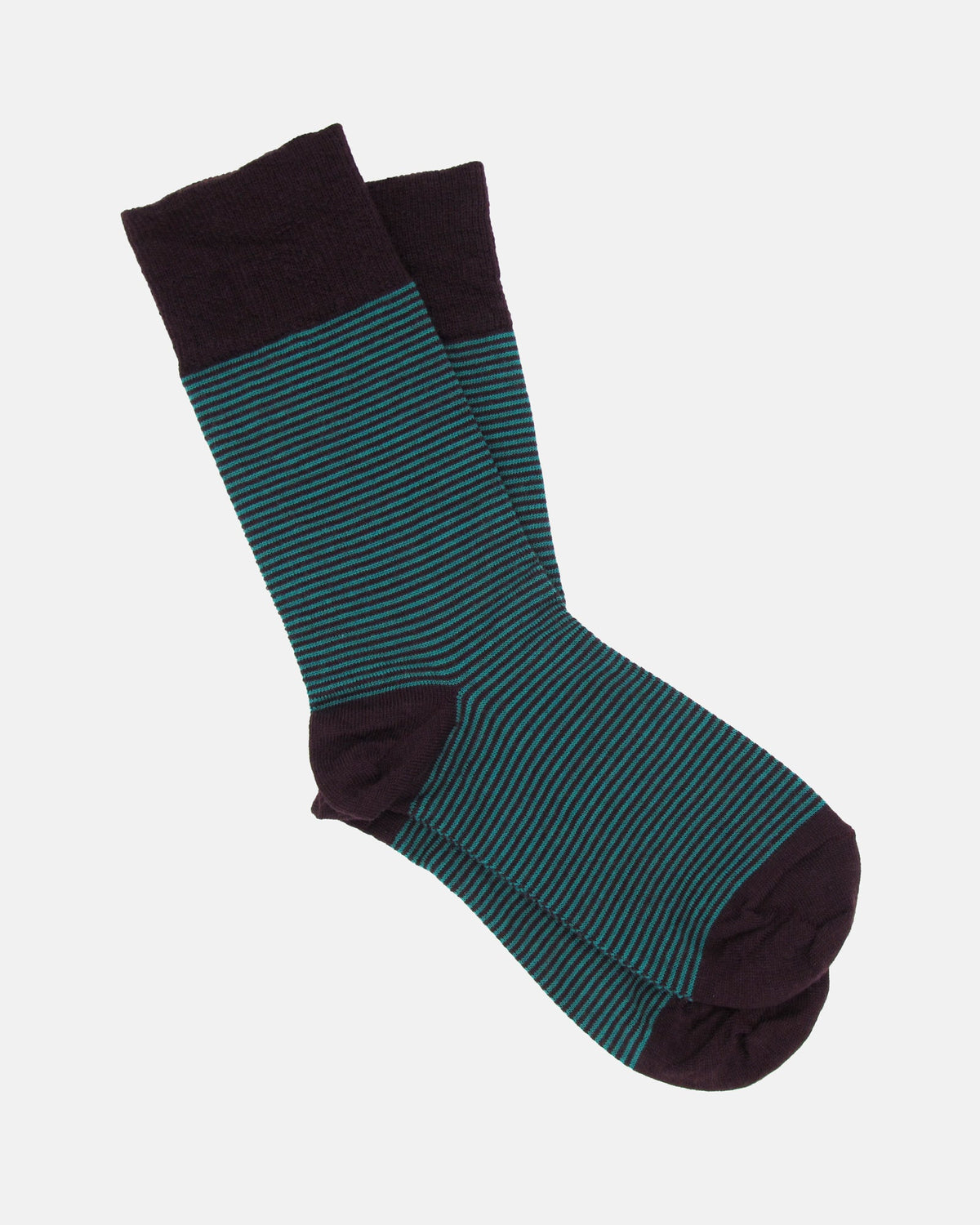 Pencil Stripe Wool Socks - Aubergine/Arsenic - BRIT LOCKER
