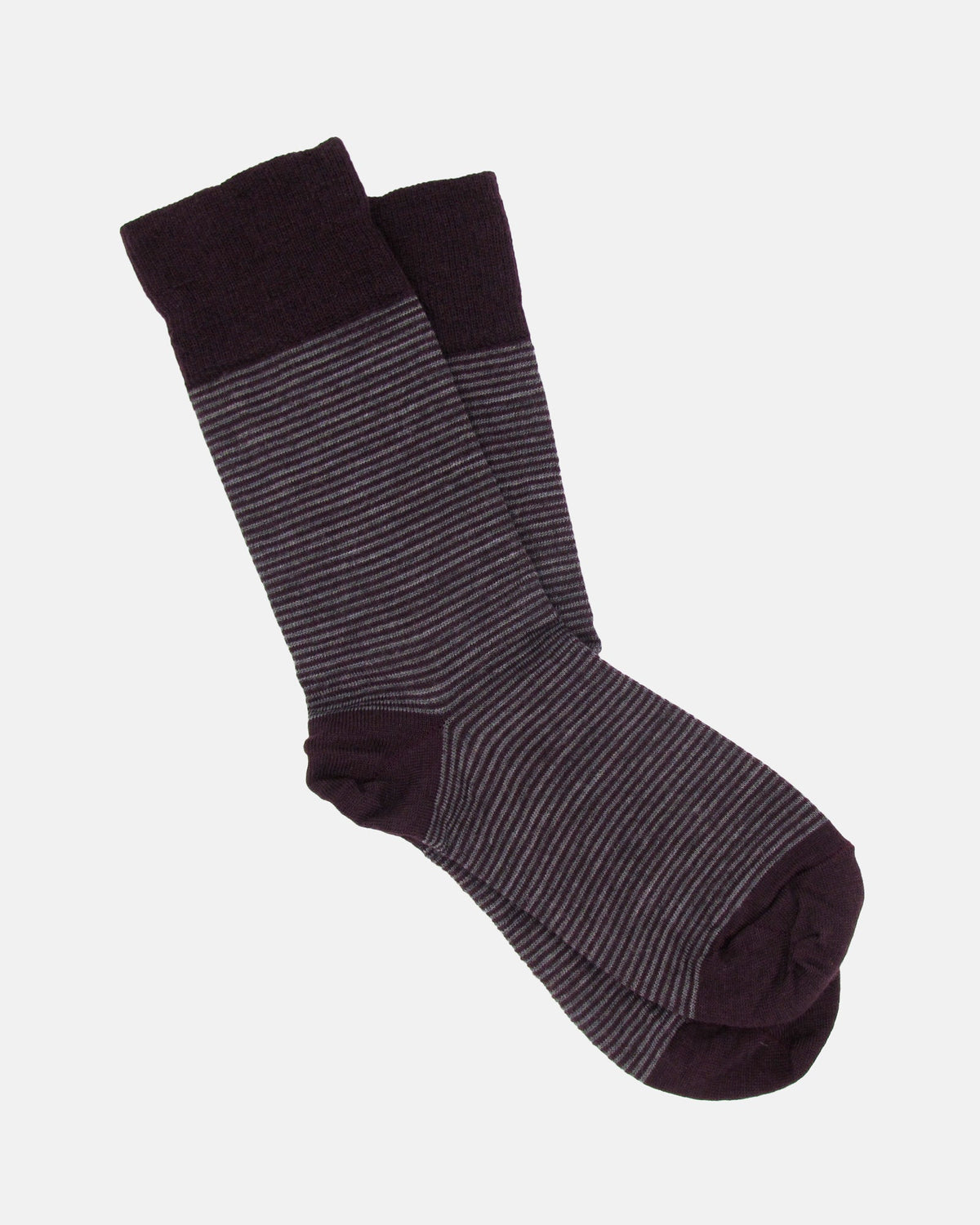 Pencil Stripe Wool Socks - Aubergine/Mid Grey - BRIT LOCKER
