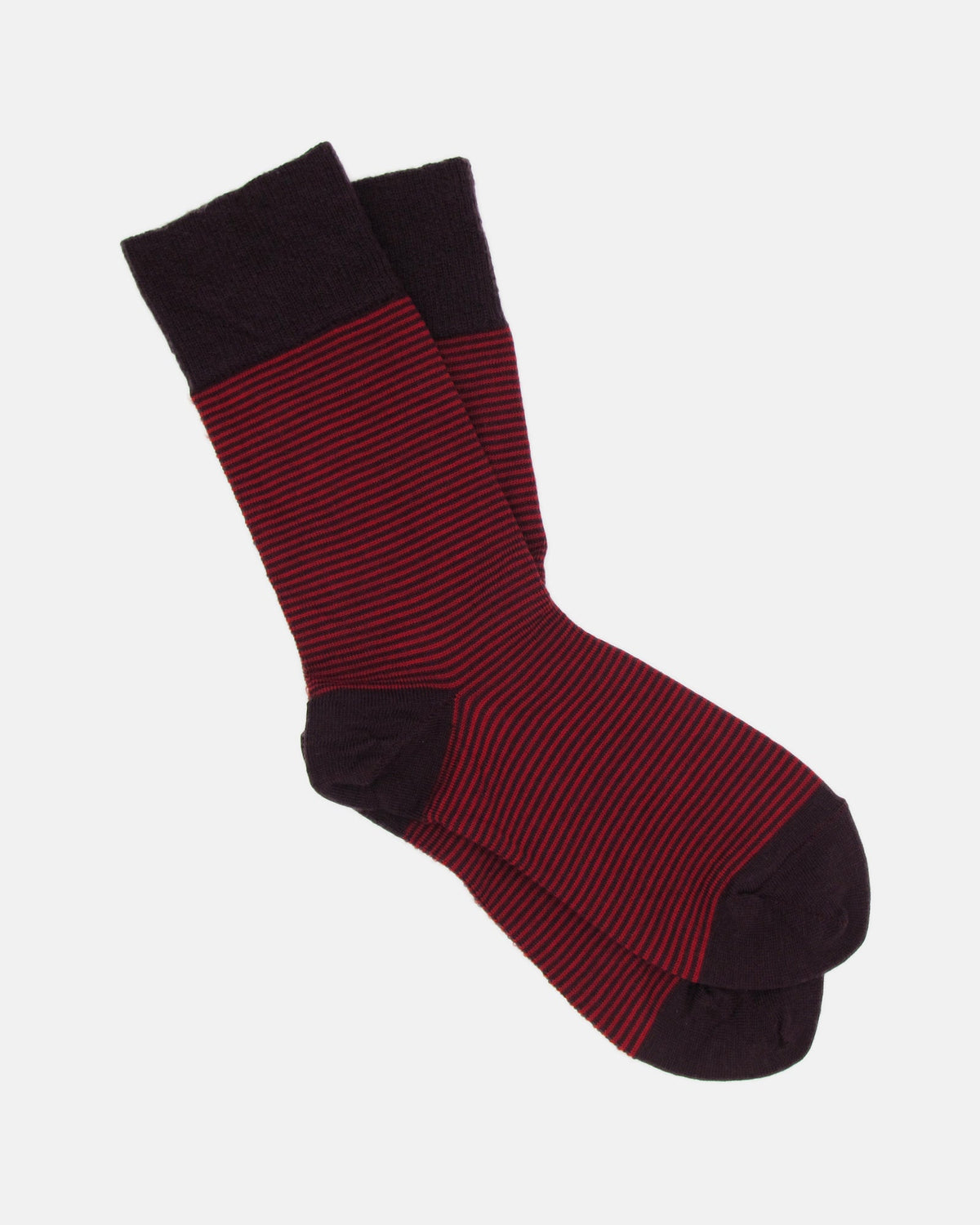 Pencil Stripe Wool Socks - Aubergine/Red - BRIT LOCKER