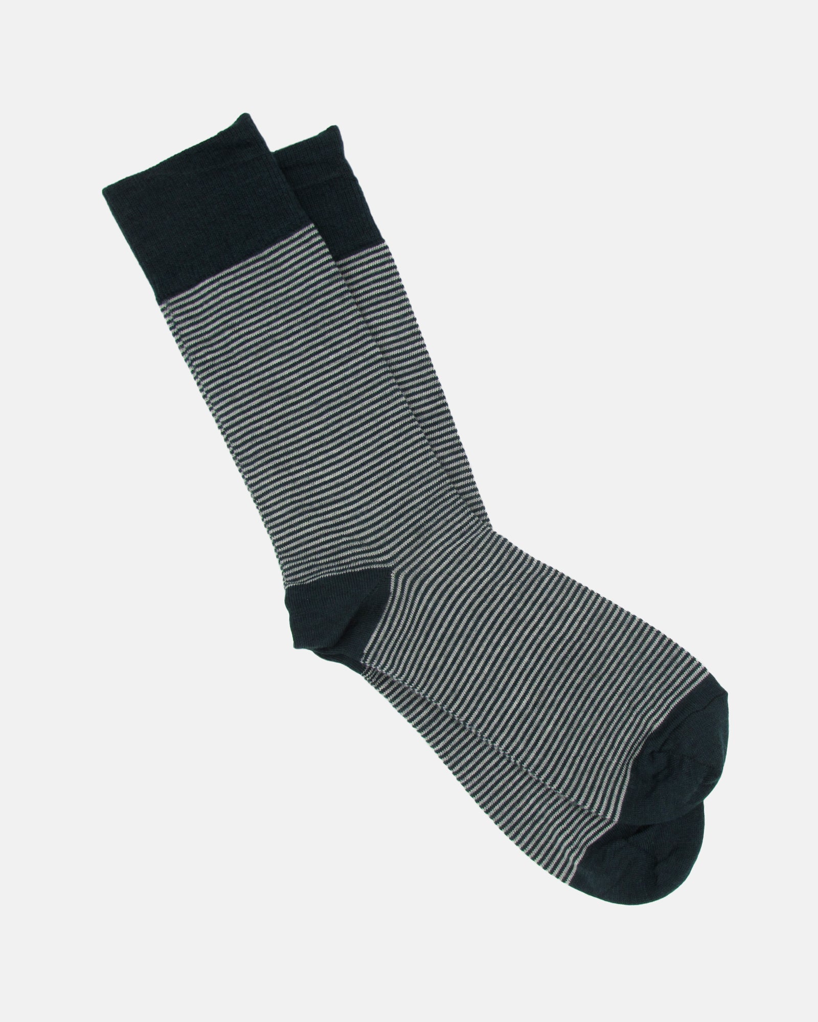 Pencil Stripe Wool Socks - Bottle Green/Ecru - BRIT LOCKER