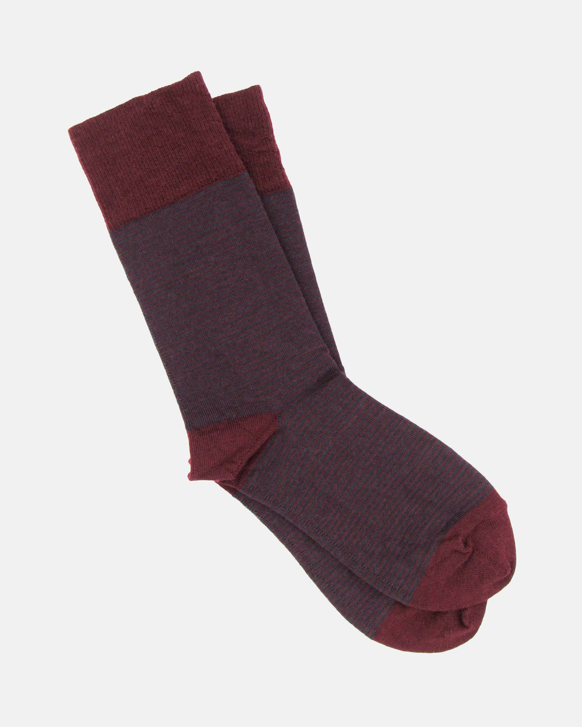 Pencil Stripe Wool Socks - Burgundy/Bottle Green - BRIT LOCKER