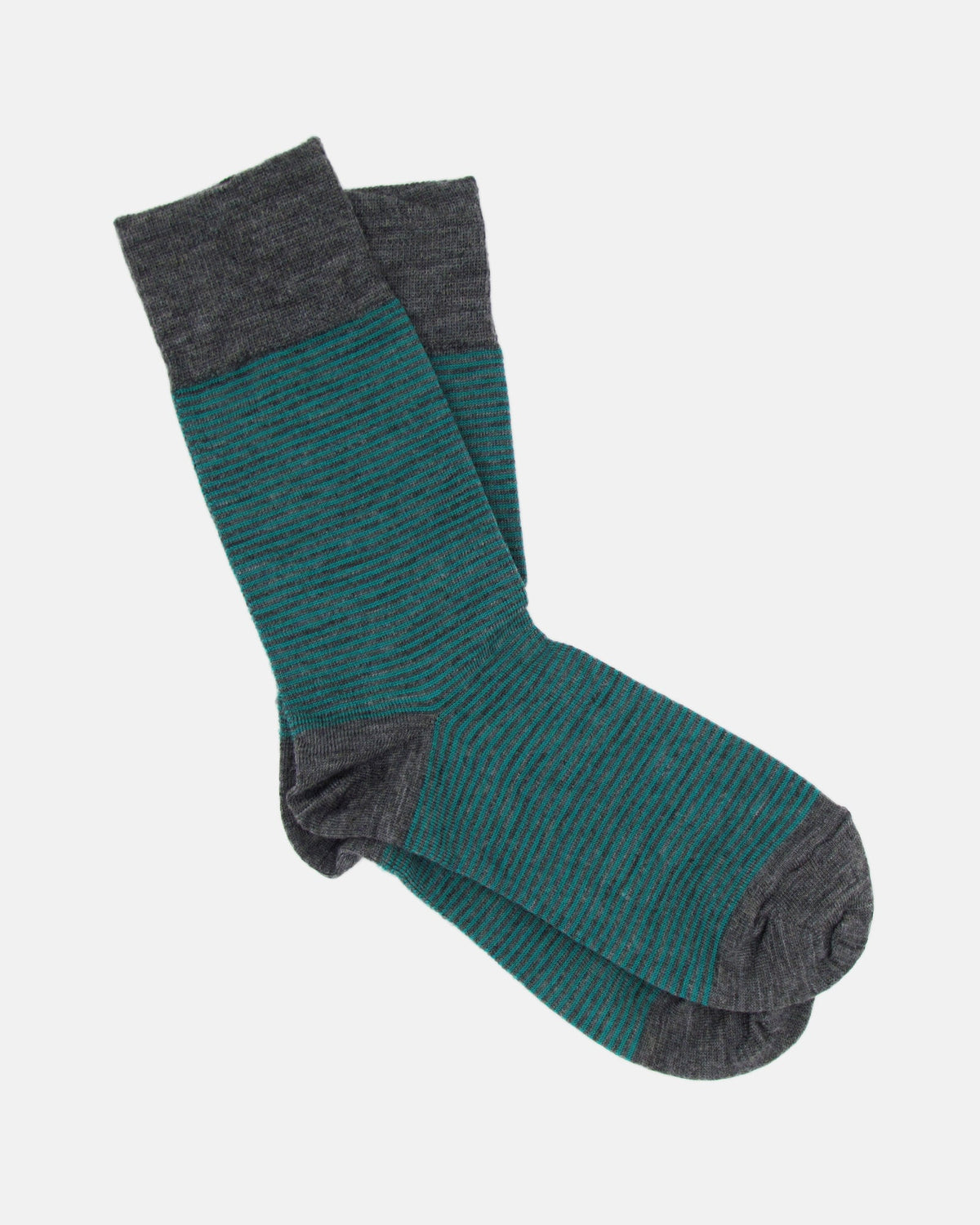 Pencil Stripe Wool Socks - Mid Grey/Arsenic - BRIT LOCKER