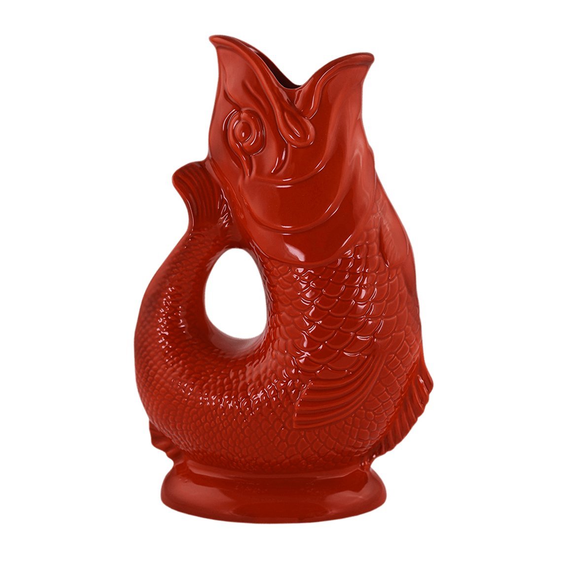 Red Ceramic Gluggle Jug - Extra Large 1.3L - BRIT LOCKER