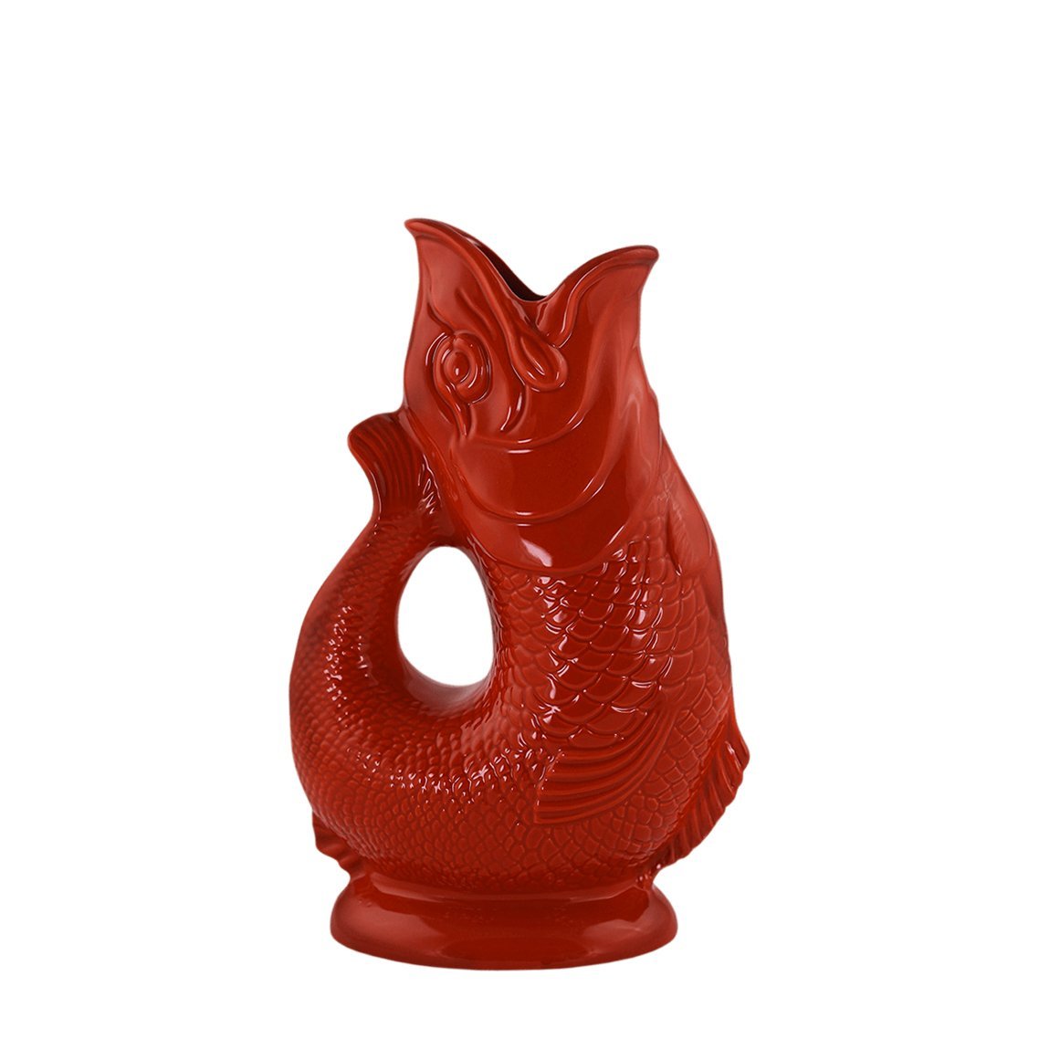 Red Ceramic Gluggle Jug - Large 700ml - BRIT LOCKER
