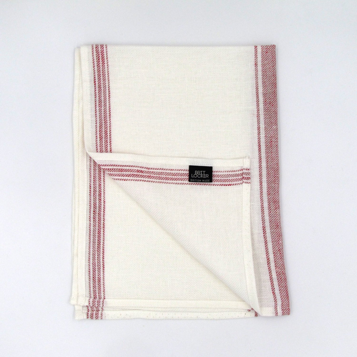 Red Twill 100% Linen Tea Towel - BRIT LOCKER