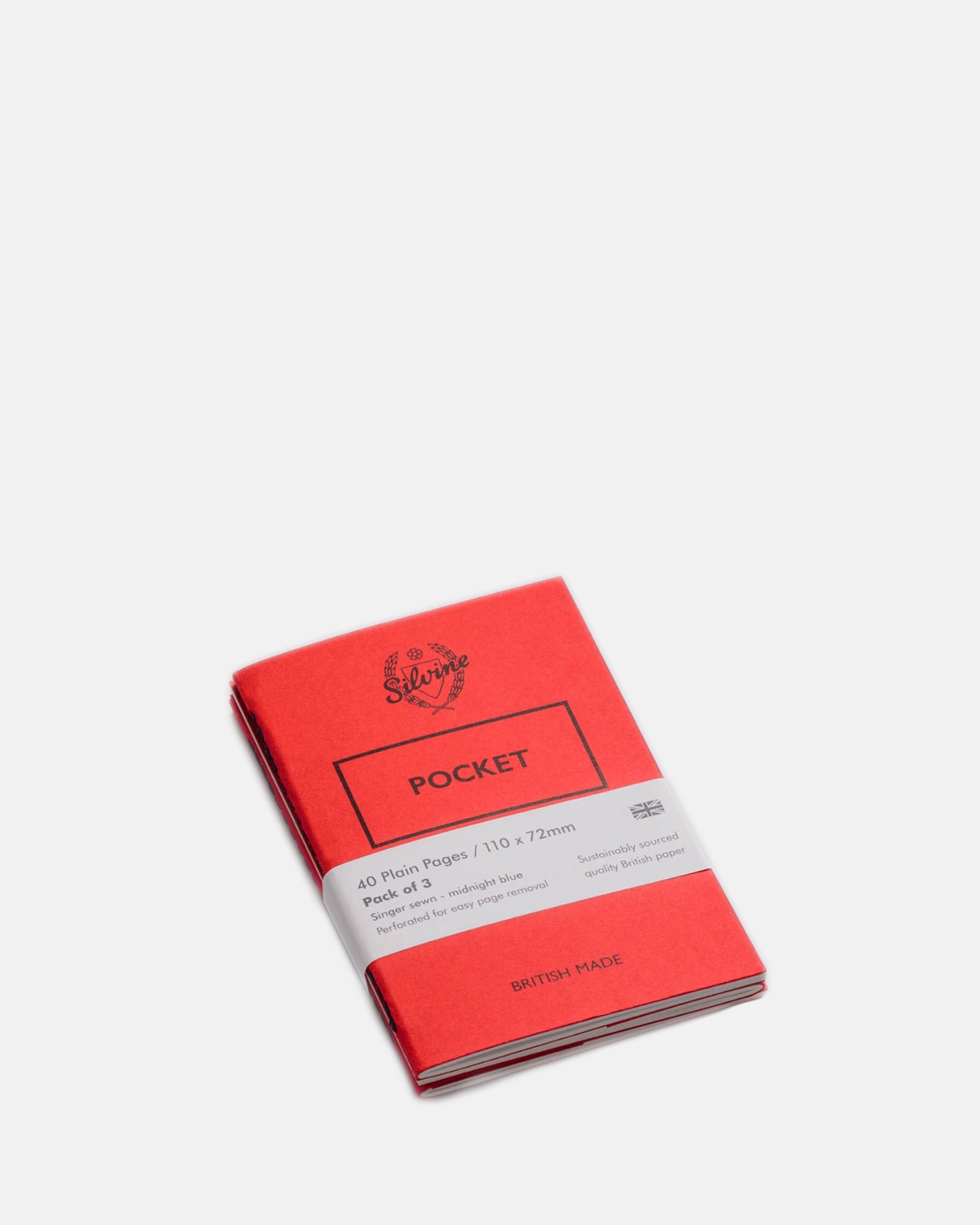 Silvine Originals Pocket Notebook - Plain Pages - Pack of 3 - BRIT LOCKER
