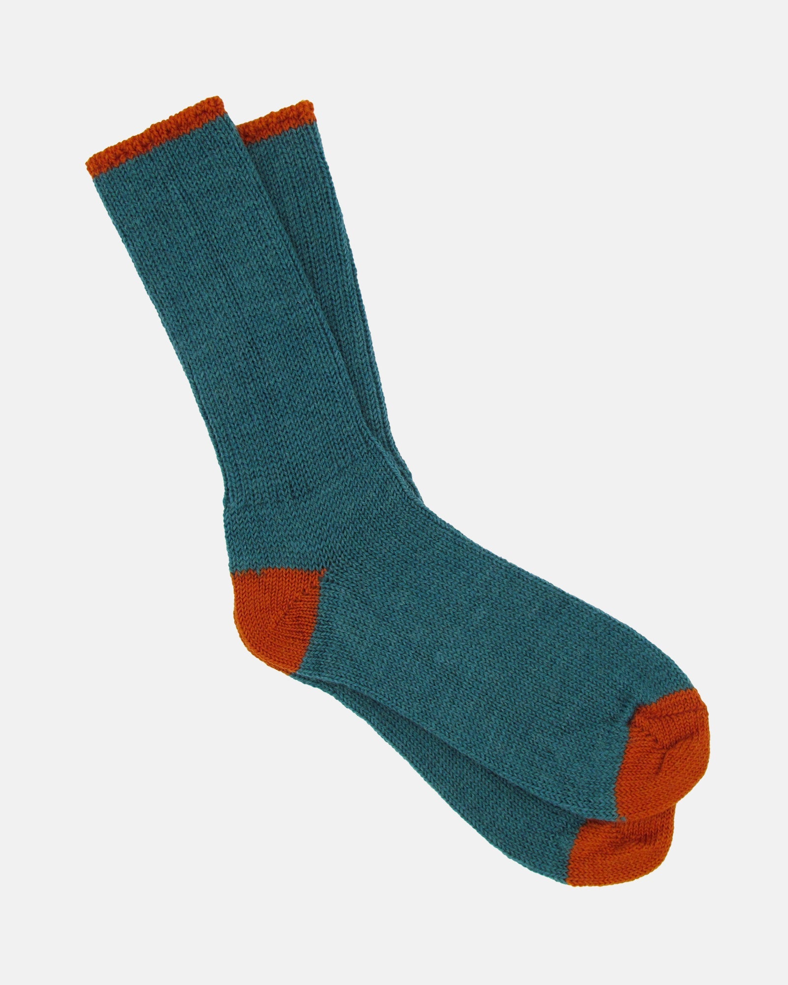 Soft Wool Socks - Aqua/Orange - BRIT LOCKER
