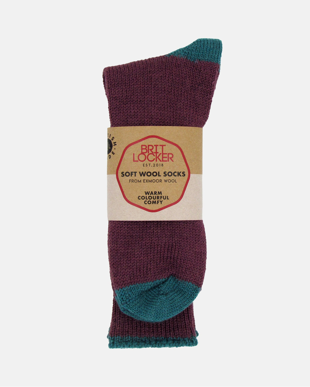 Soft Wool Socks - Aubergine/Aqua - BRIT LOCKER