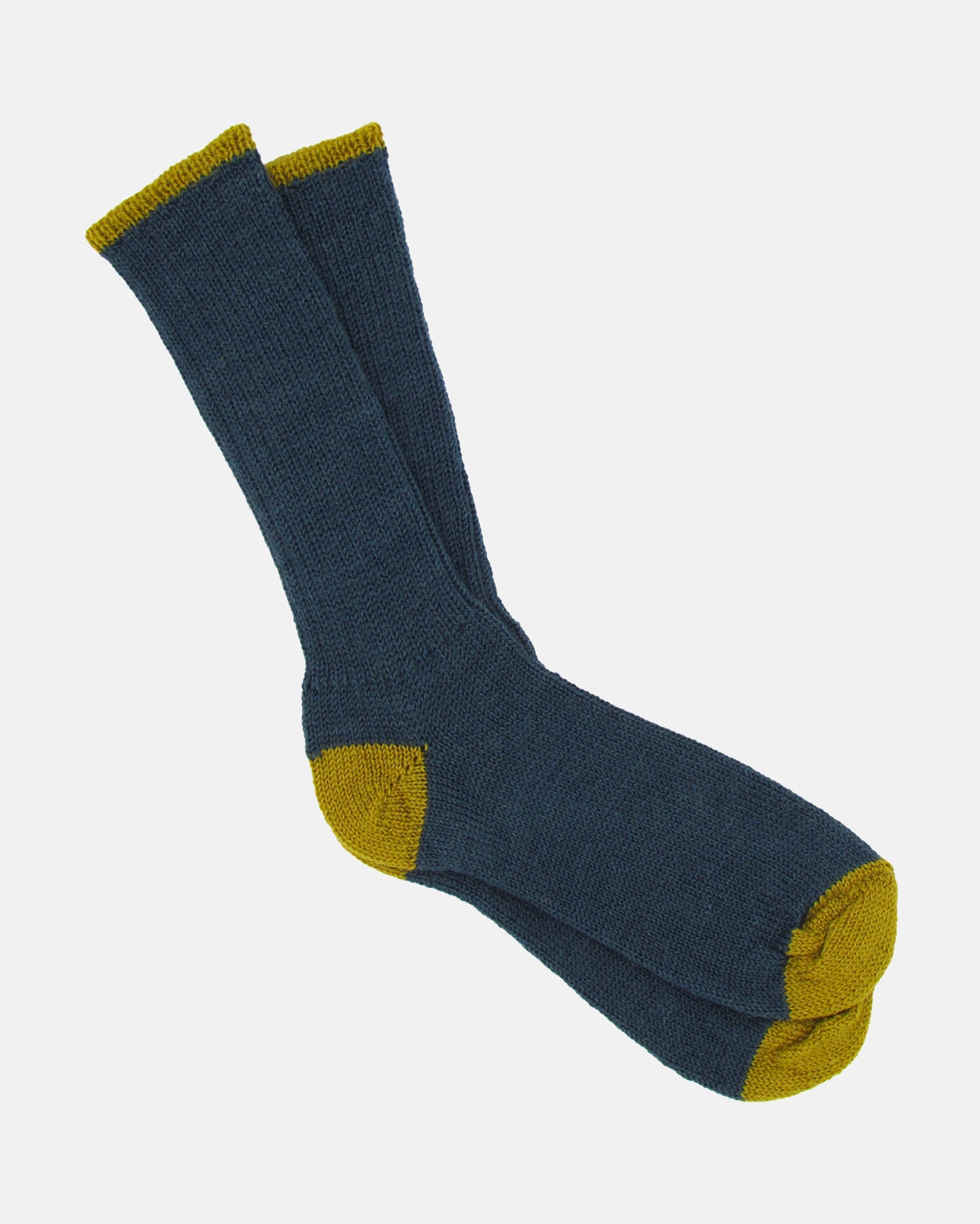 Soft Wool Socks - Indigo/Mustard - BRIT LOCKER