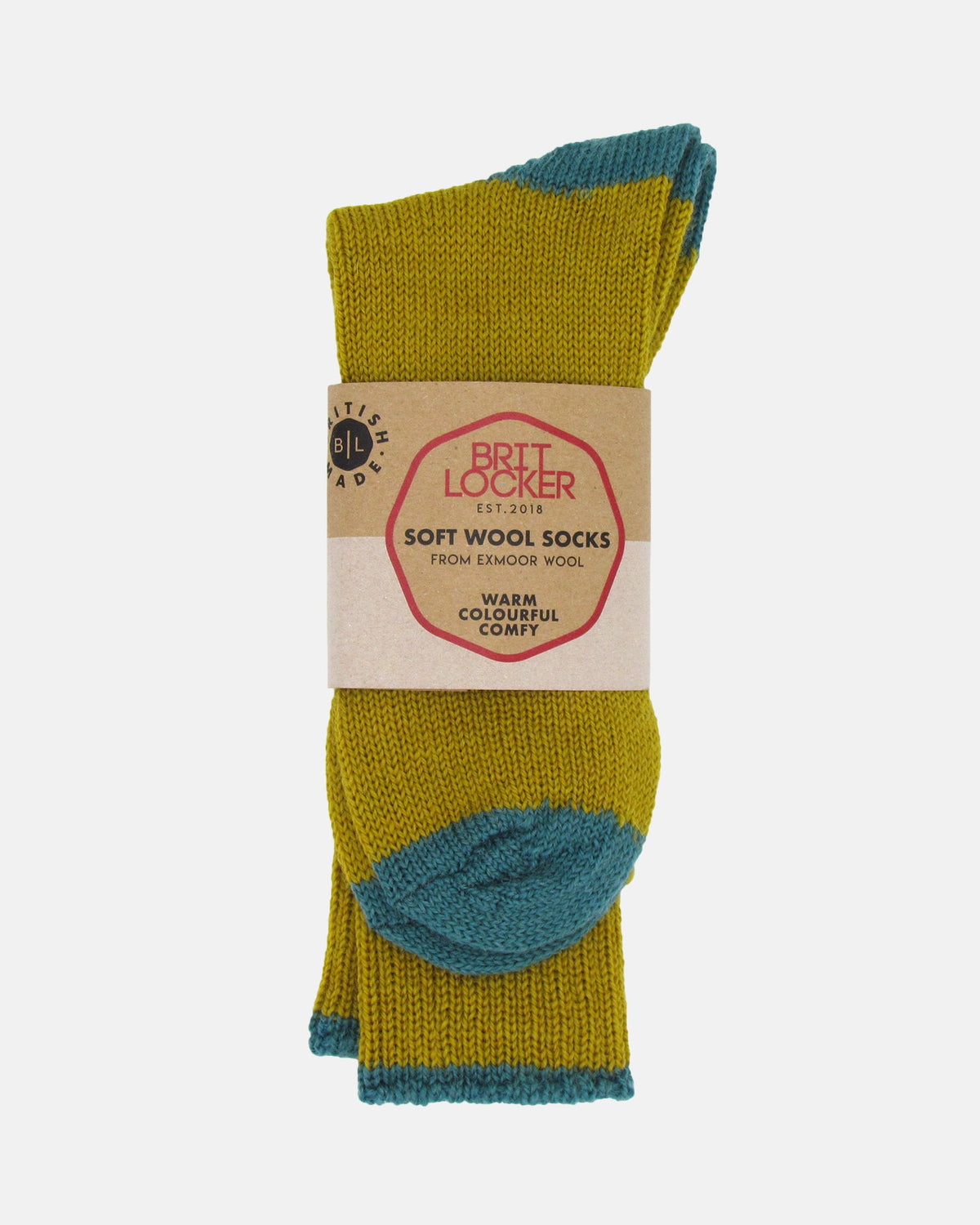 Soft Wool Socks - Mustard/Aqua - BRIT LOCKER