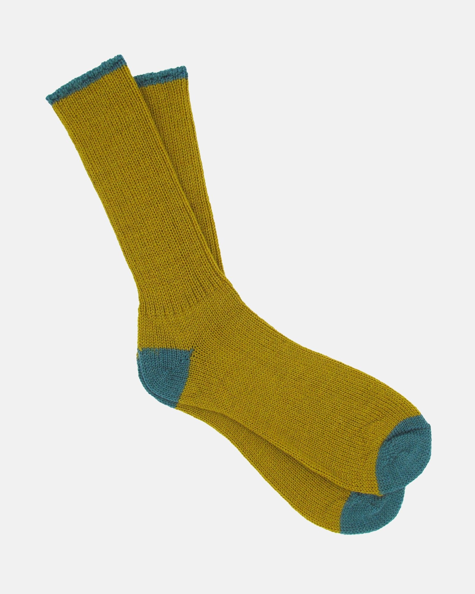 Soft Wool Socks - Mustard/Aqua - BRIT LOCKER