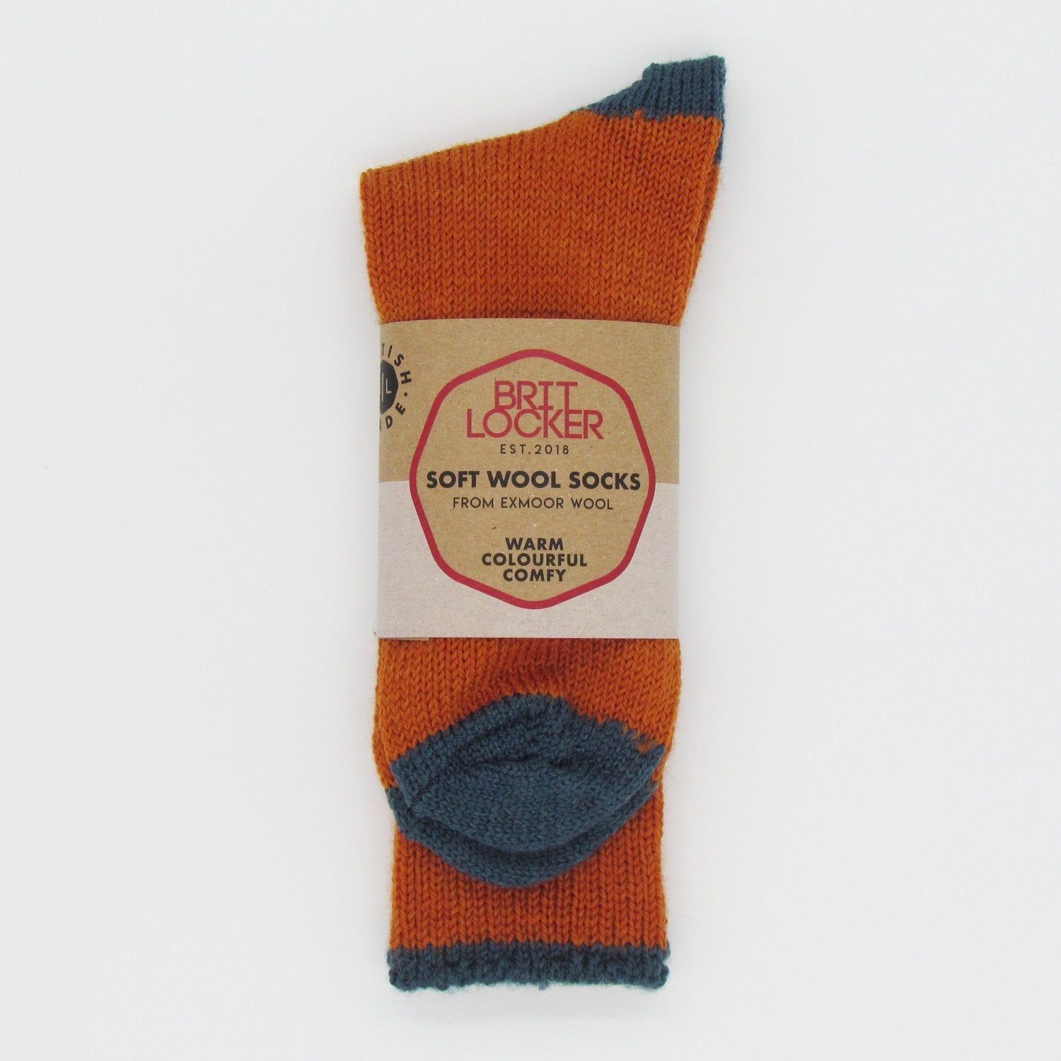 Soft Wool Socks - Orange/Indigo - BRIT LOCKER