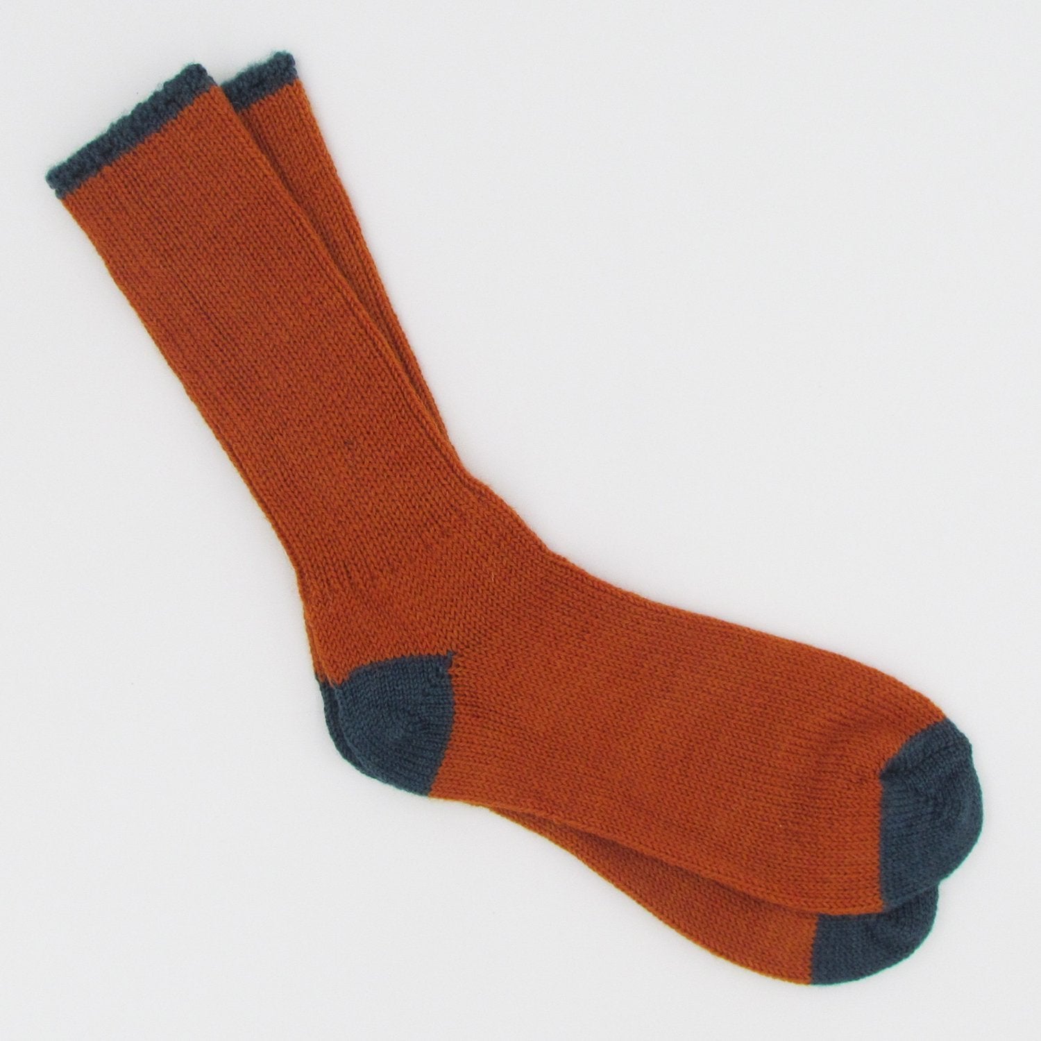 Soft Wool Socks - Orange/Indigo - BRIT LOCKER