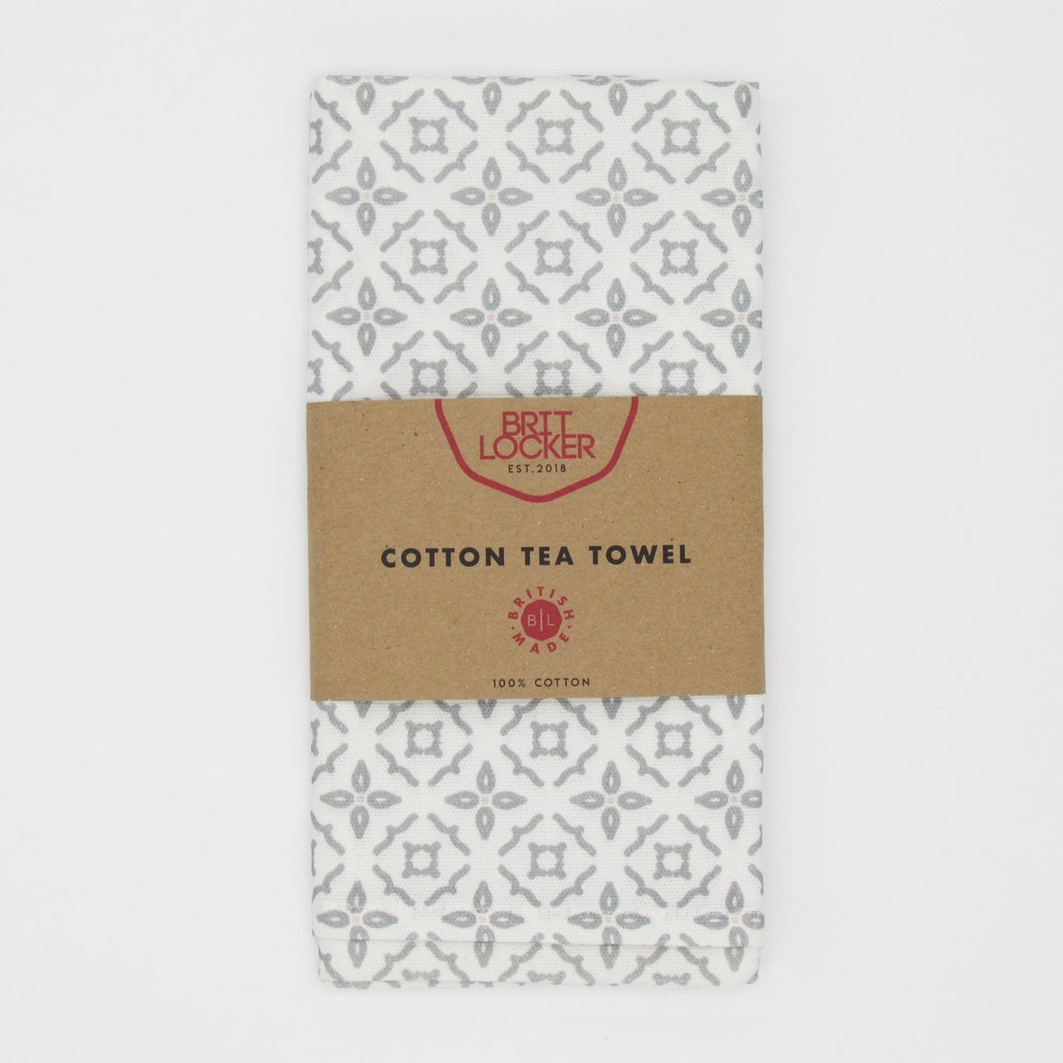 Cotton tea towel - White and Grey Kitchen - Made in Britain - BRIT LOCKER
