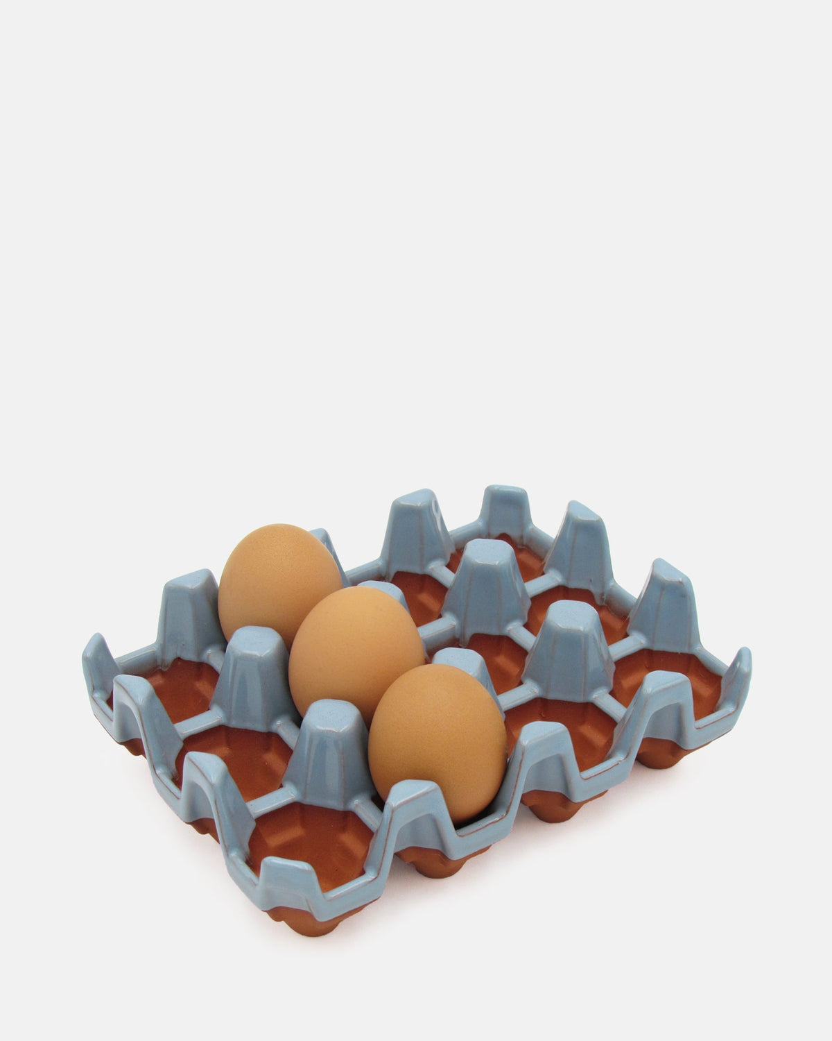 Terracotta 12 egg holder - Blue Glaze - BRIT LOCKER