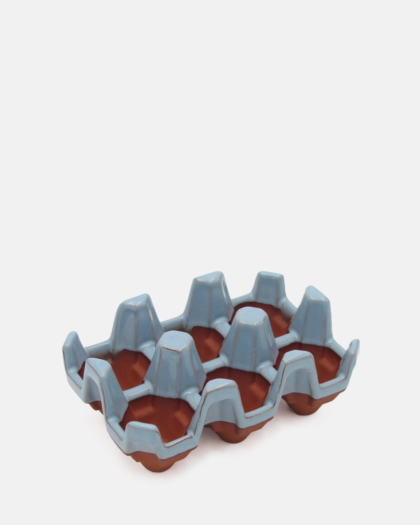 Terracotta 6 egg holder - Blue Glaze - BRIT LOCKER