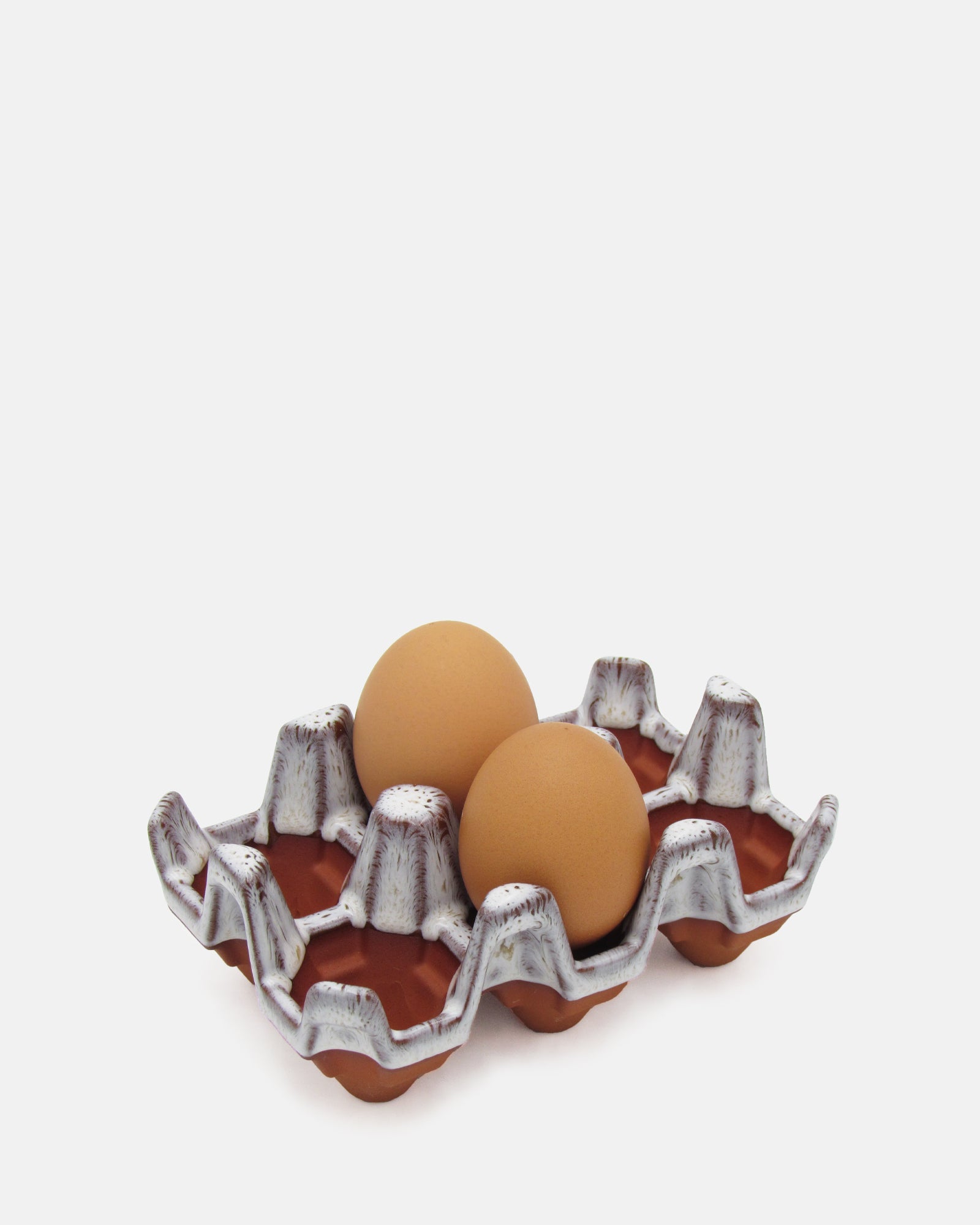 Terracotta 6 egg holder - Oyster Glaze - BRIT LOCKER