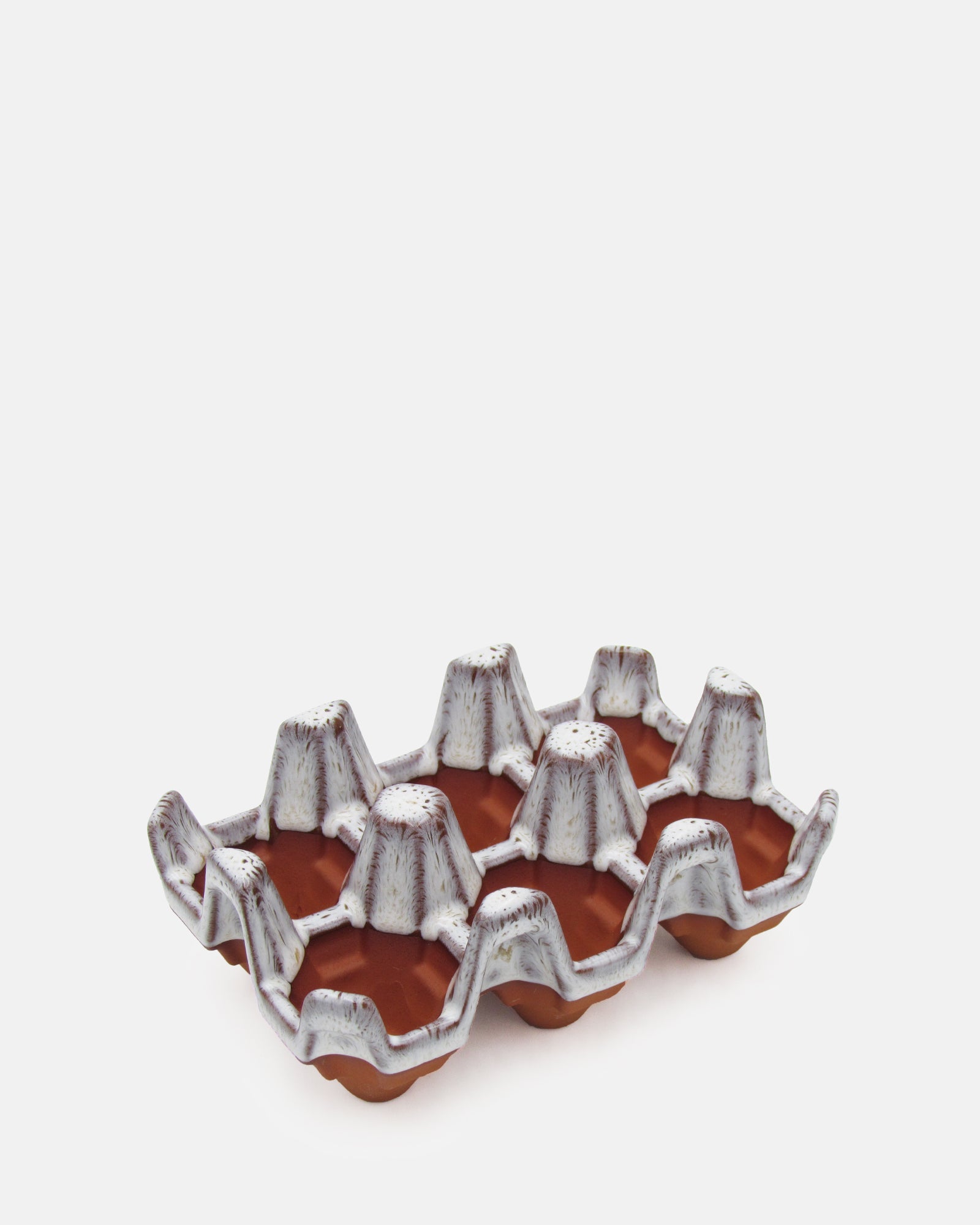 Terracotta 6 egg holder - Oyster Glaze - BRIT LOCKER